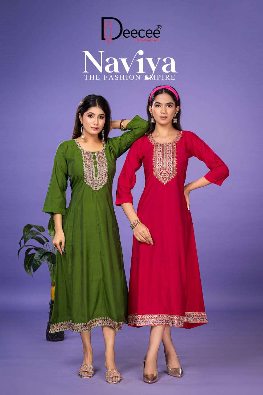 deecee naviya roman silk with computer embroidered readymade kurti supplier 