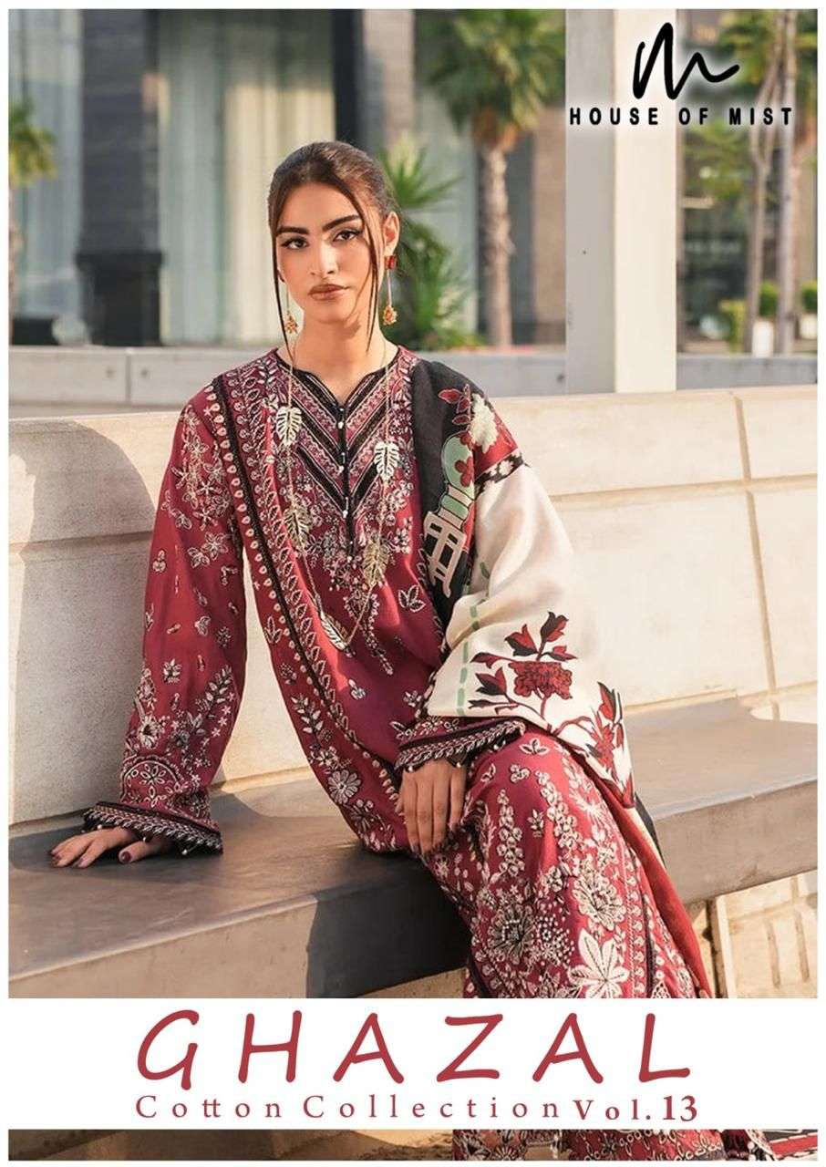 ghazal vol-13 by house of mist latest designer cotton casual wear pakistani suit wholesaler 