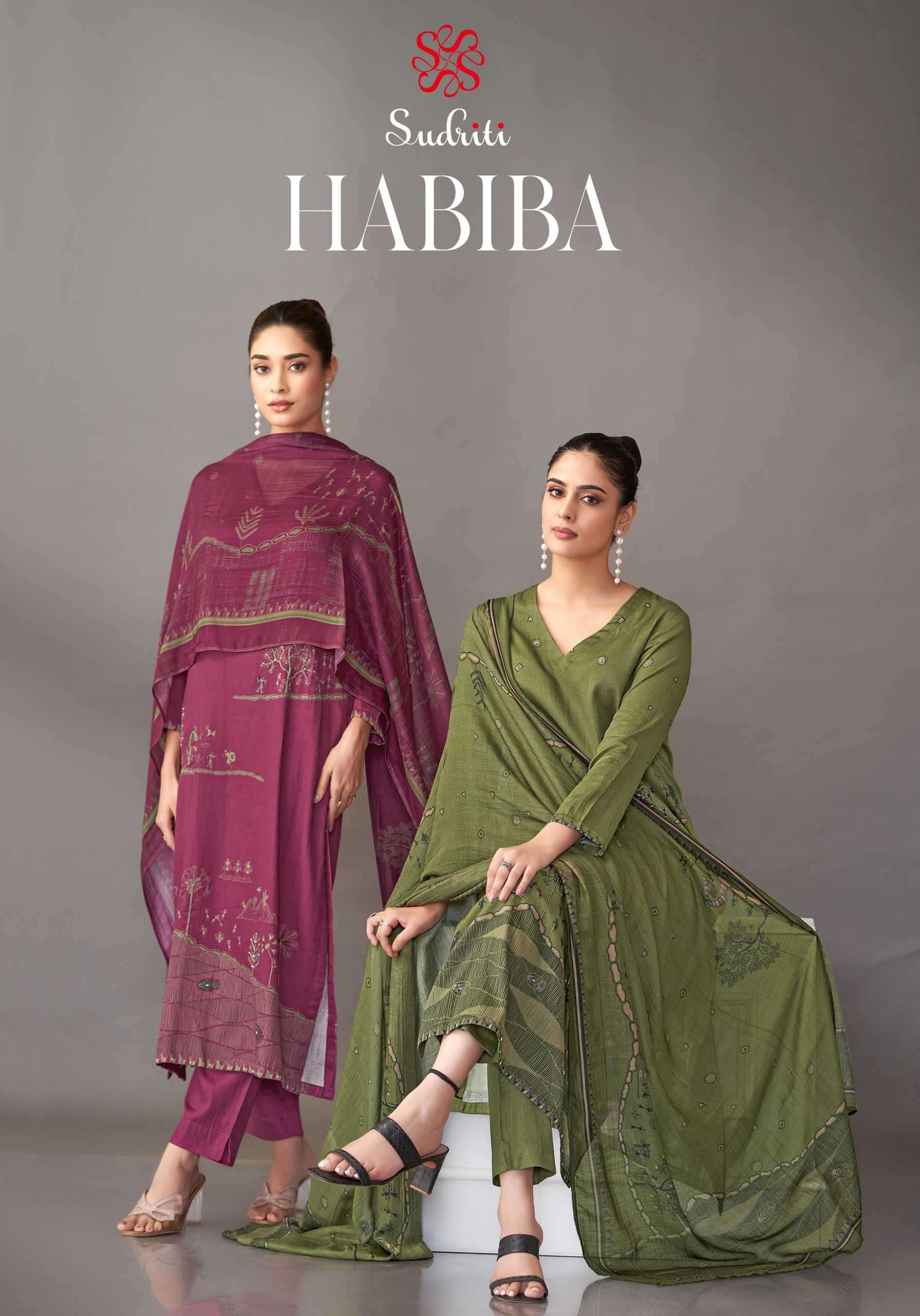 habiba by sudriti latest designer casual wear printed suit wholesaler 