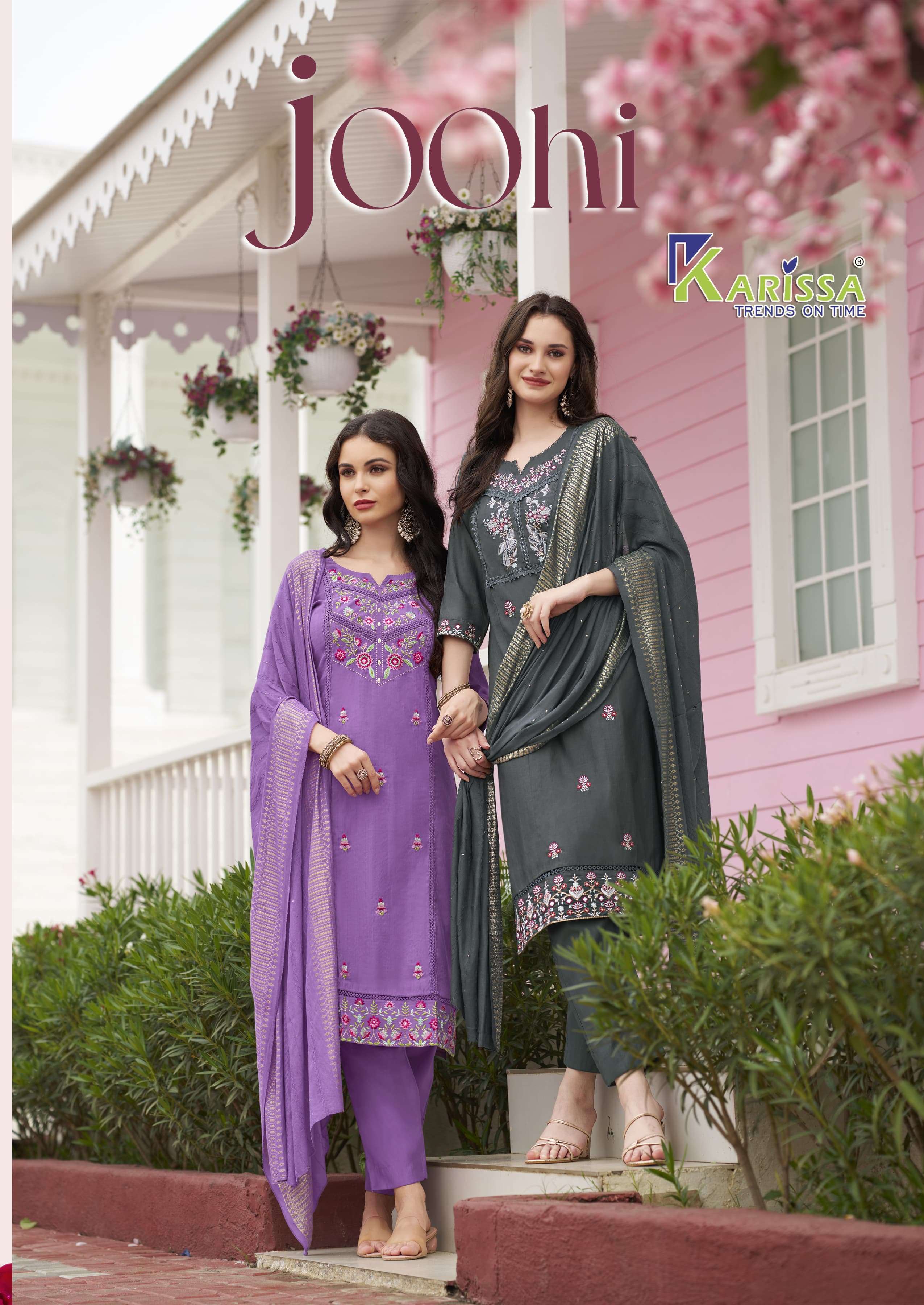 joohi by karissa 1001-1004 series exclusive designer party wear readymade suit supplier 