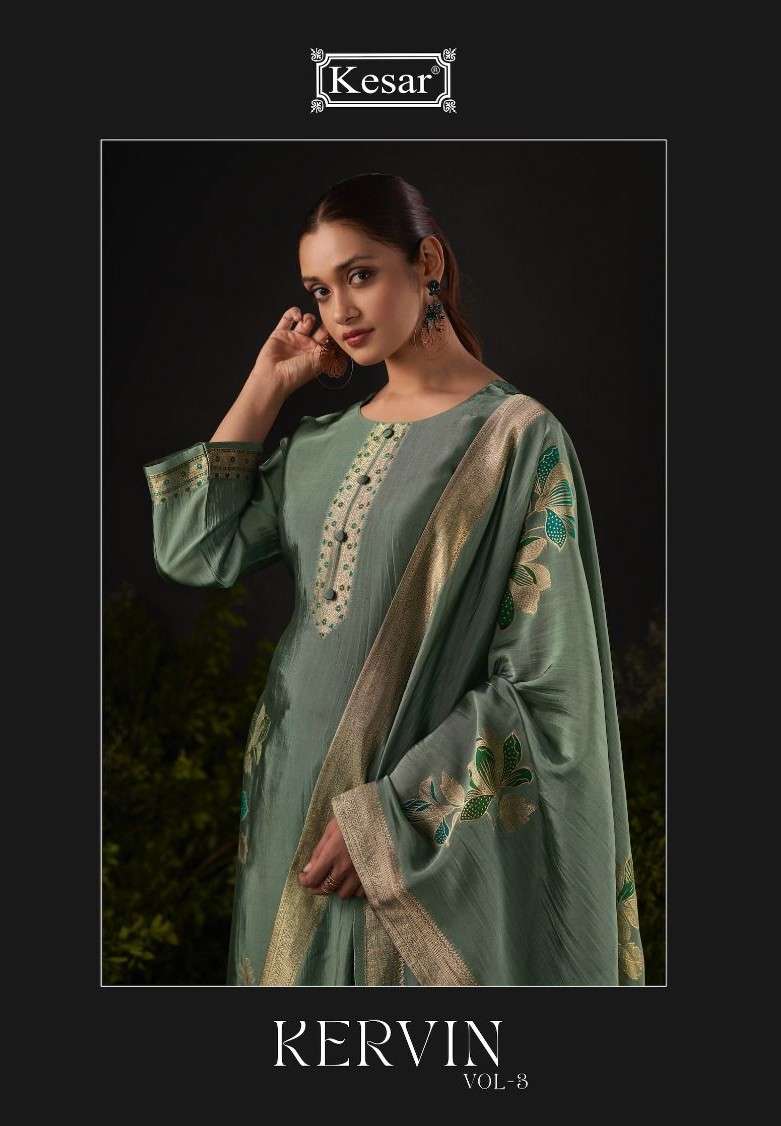 kervin vol-8 by kesar latest designer casual wear silk salwar suit supplier 