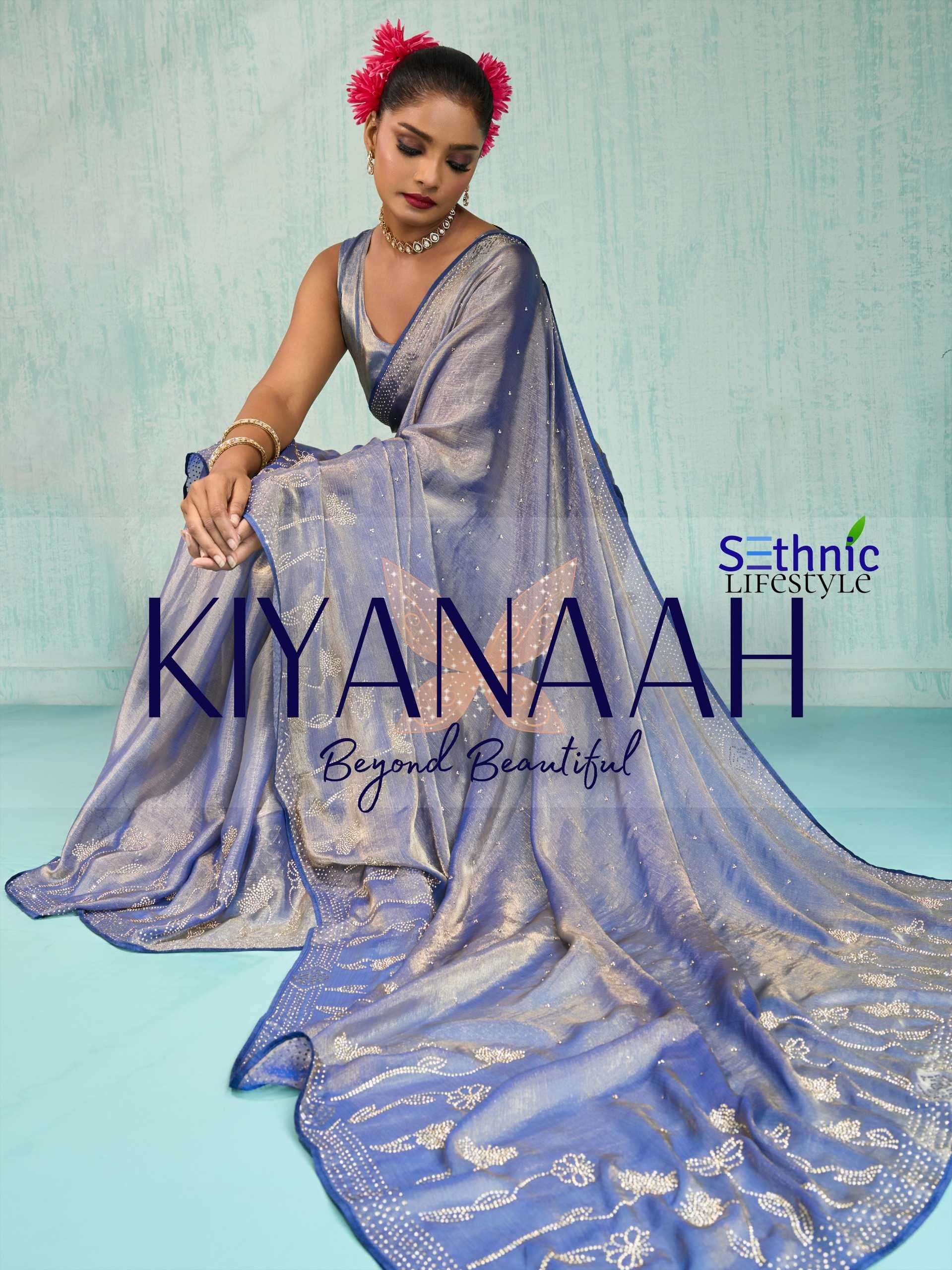 kiyanaah by sethnic lifestyle exclusive designer heavy zarkan party wear saree supplier 