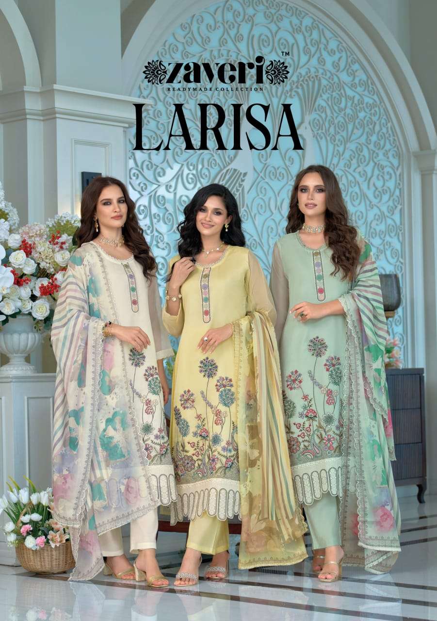 larisa by zaveri 1892-1894 series exclusive designer party wear readymade embroidered suit supplier 