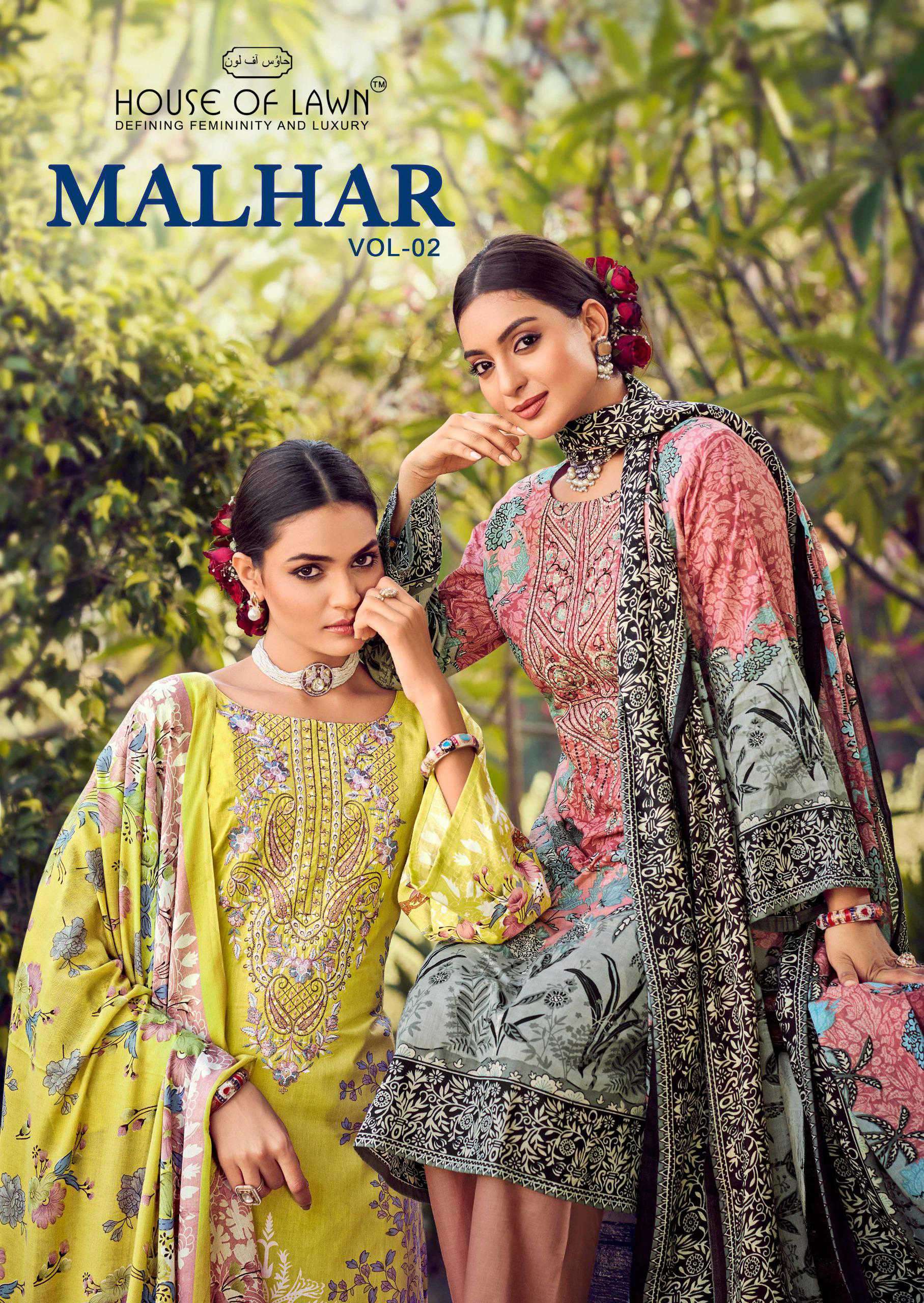 malhar vol-2 by house of mist 1001-1006 series fancy embroidered cotton printed suit supplier 
