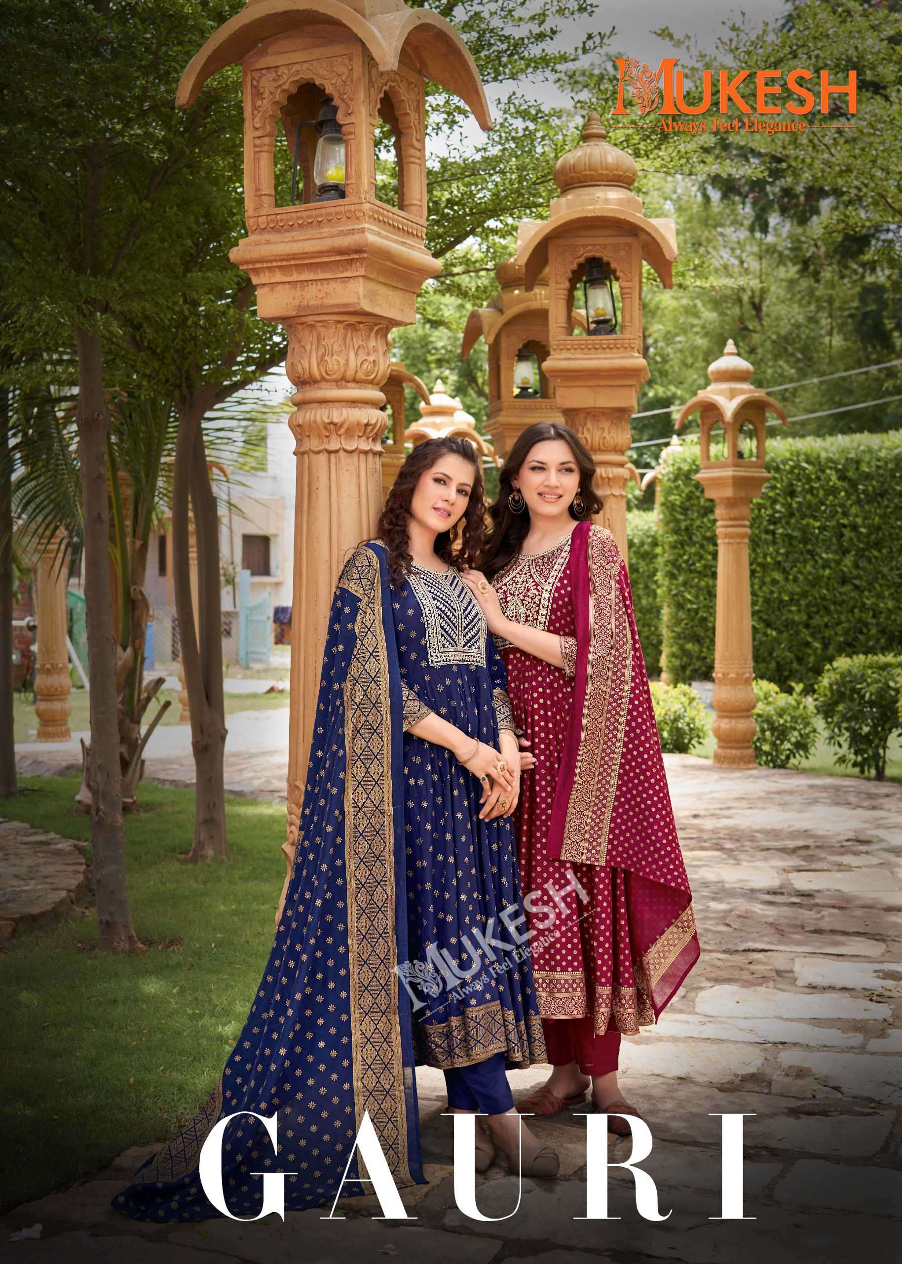 mukesh gauri rayon embroidered readymade plazo suit wholesaler 