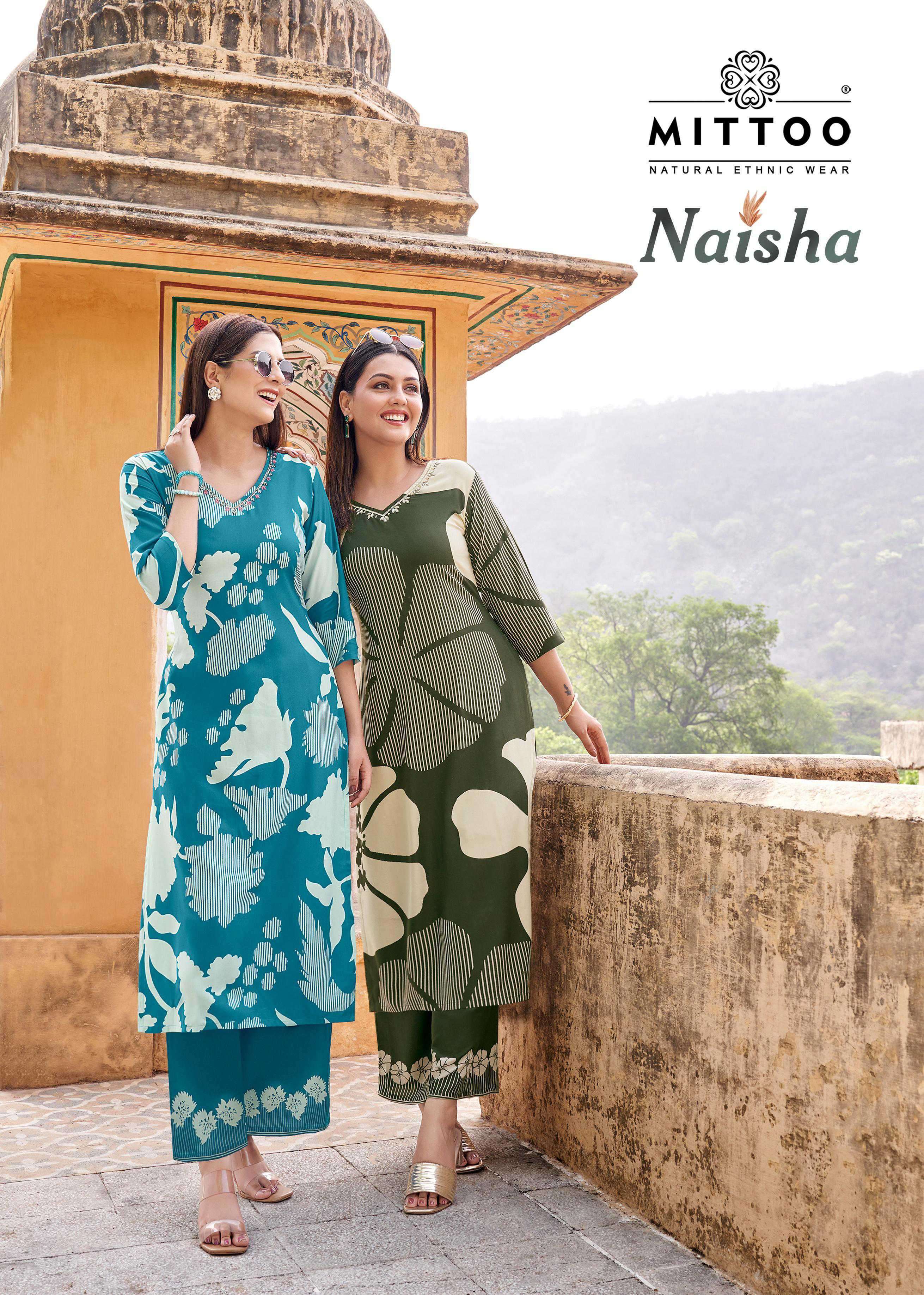 naisha by mittoo 4001-4006 series rayon printed fancy readymade kurti exporter surat