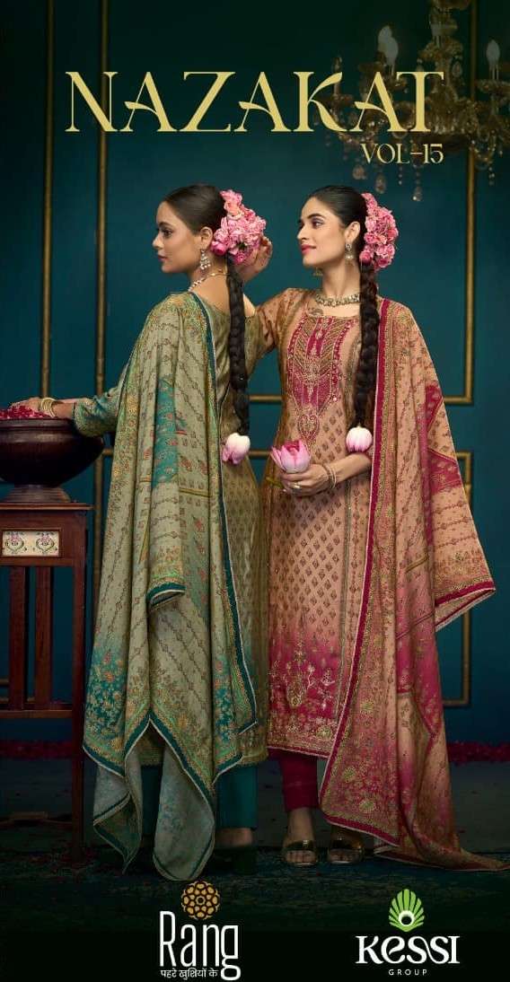 nazakat vol-15 by rang exclusive desihner casual wear muslin salwar suit supplier 