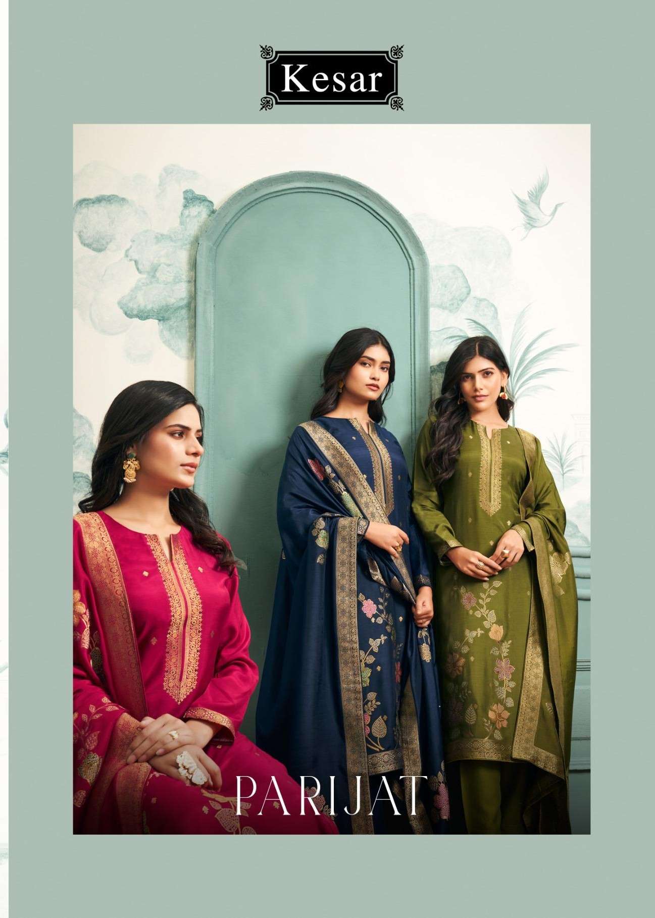parijat by kesar exclusive designer casual wear unstitched salwar suit supplier 
