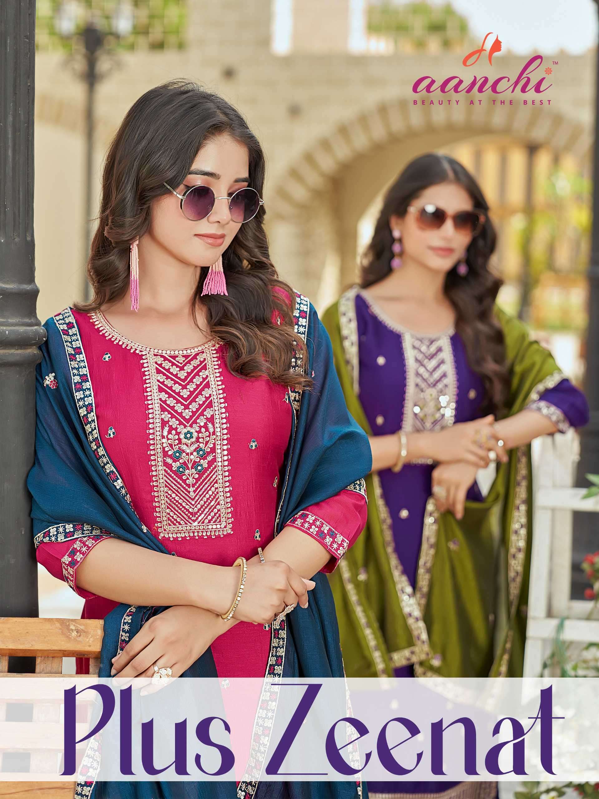 plus zeenat by aanchi colors vichitra silk best designer readymade kurti supplier 