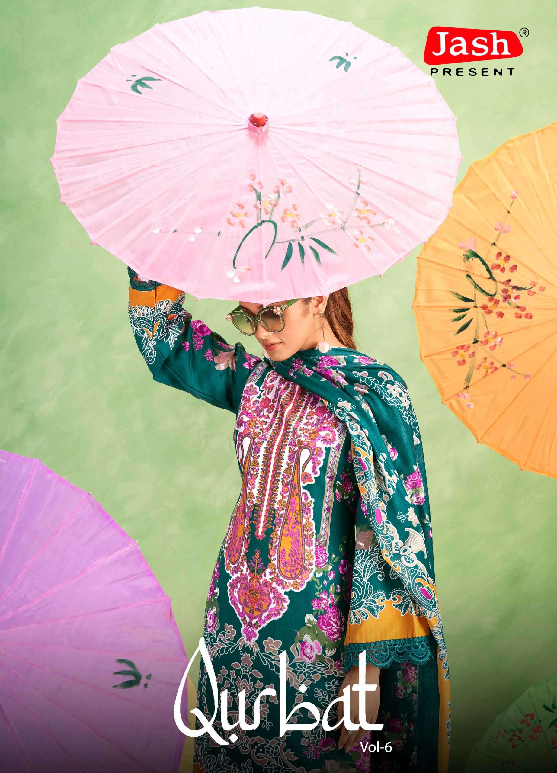 qurbat vol-6 jash latest designer unstitched cotton suit wholesaler 