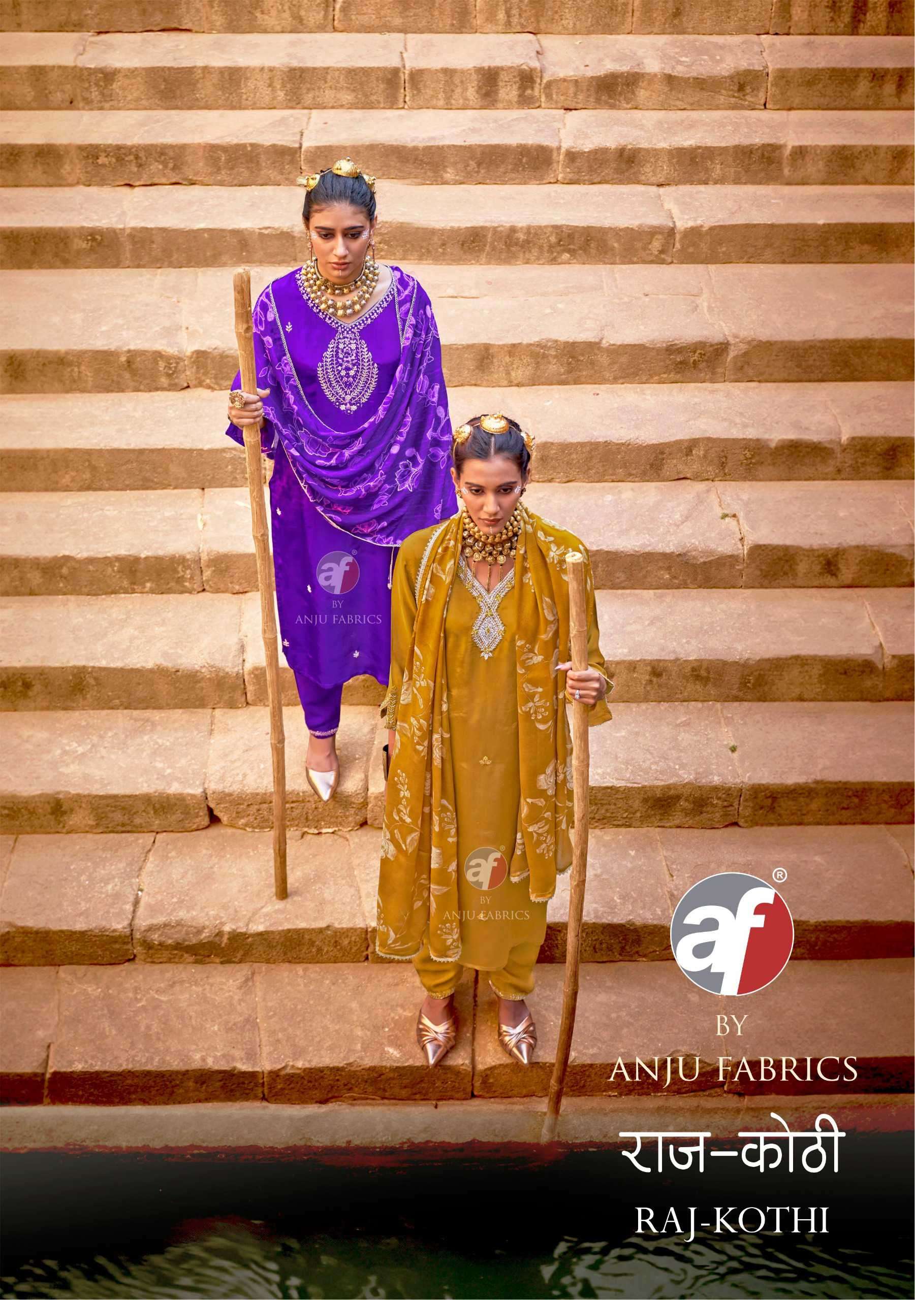 raj kothi by anju fabric exclusive designer fancy handwork crepe readymade collection surat