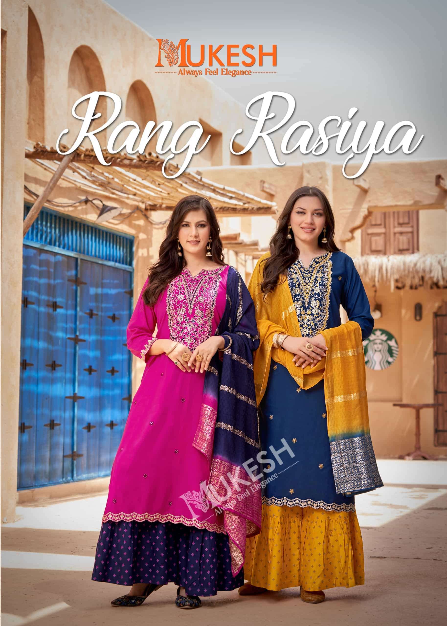 rang rasiya by mukesh exclusive designer party wear readymade sarara suit supplier 