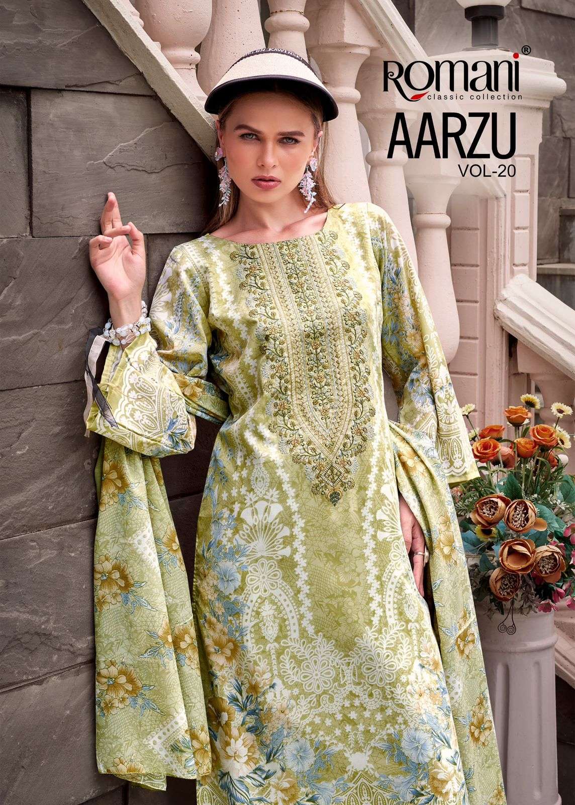 romani aarzu vol-20 heavy embroidered soft cotton unstitched suit supplier 