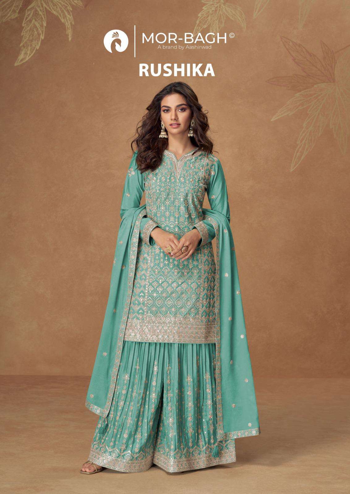 rushika by aashirwad creation exclusive designer party wear readymade sarara suit supplier 