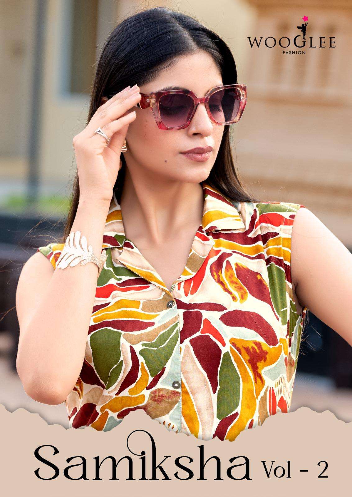 samiksha vol-2 by wooglee 2007-2012 series casual wear rayon printed kurti wholesaler 