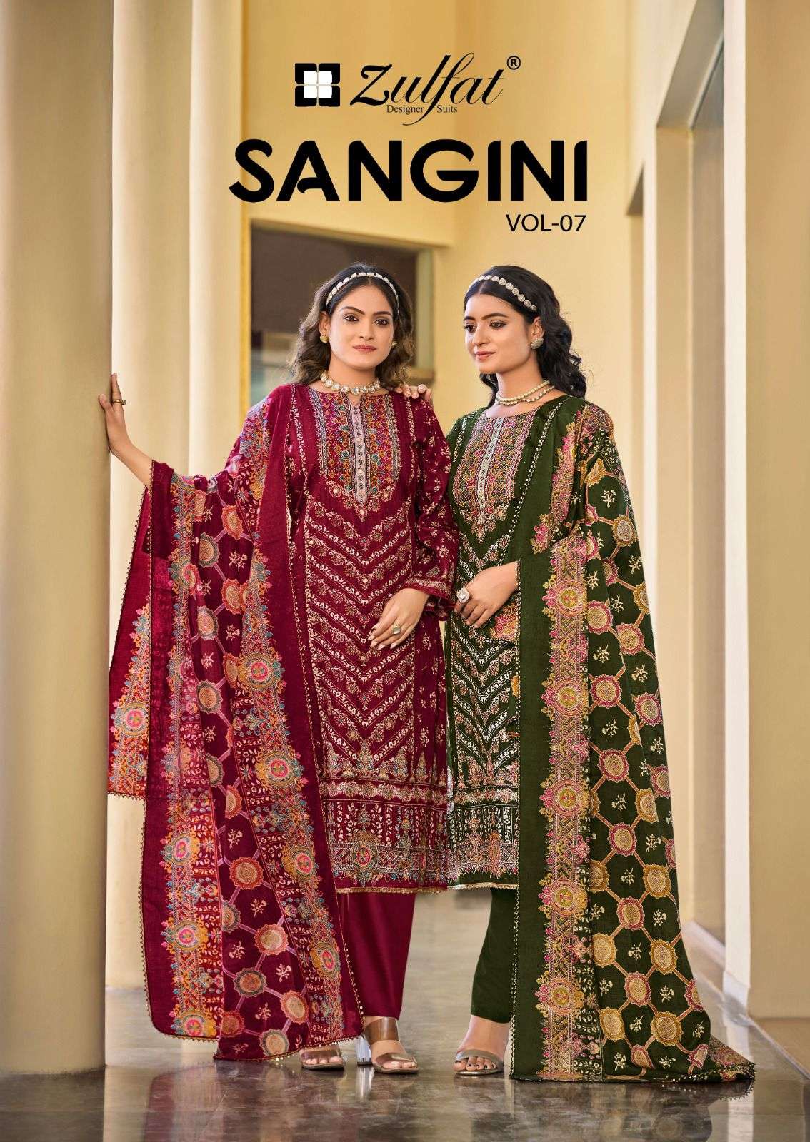 sangini vol-7 by zulfat designer suit colors latest designer jam cotton suit exporter surat