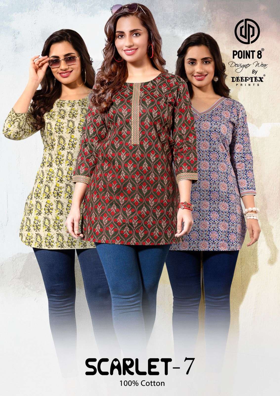 scarlet vol-7 by deeptex colors designer cotton daily wear shor top wholesaler 