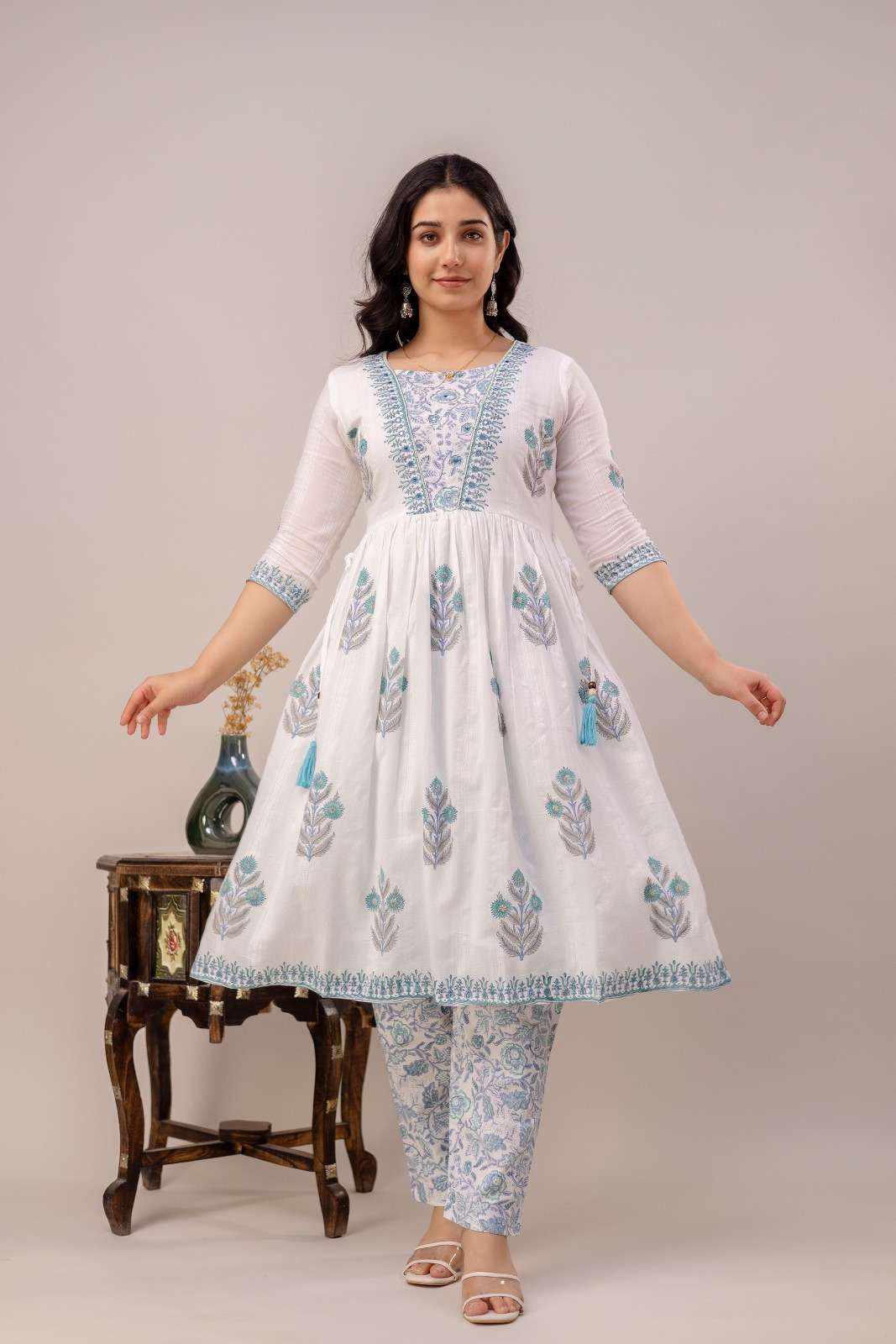 series by pf ethnic party wear cotton dobby printed kurti combo set wholesaler 