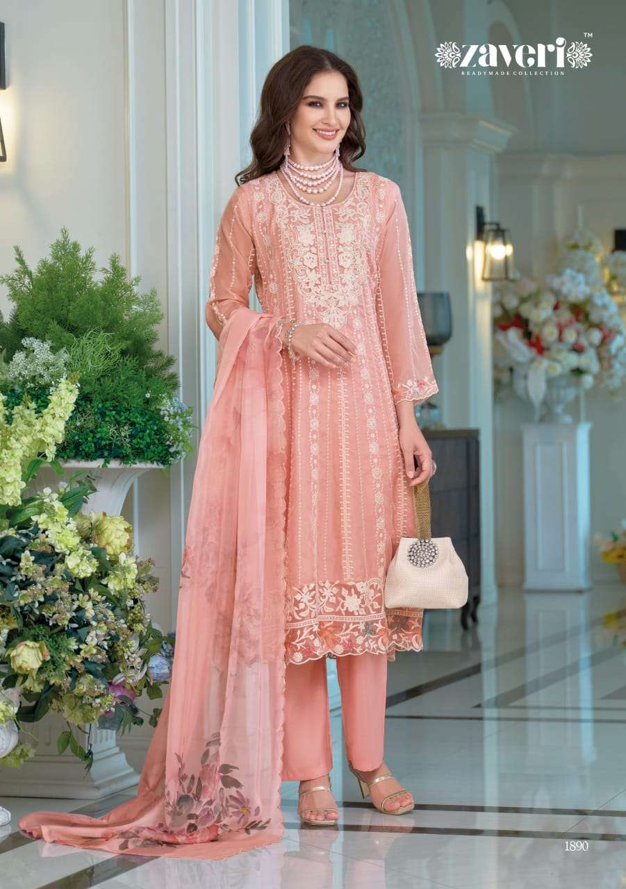 suhana by zaveri soft organza embroidered fancy party wear readymade salwar kameez wholesale price surat