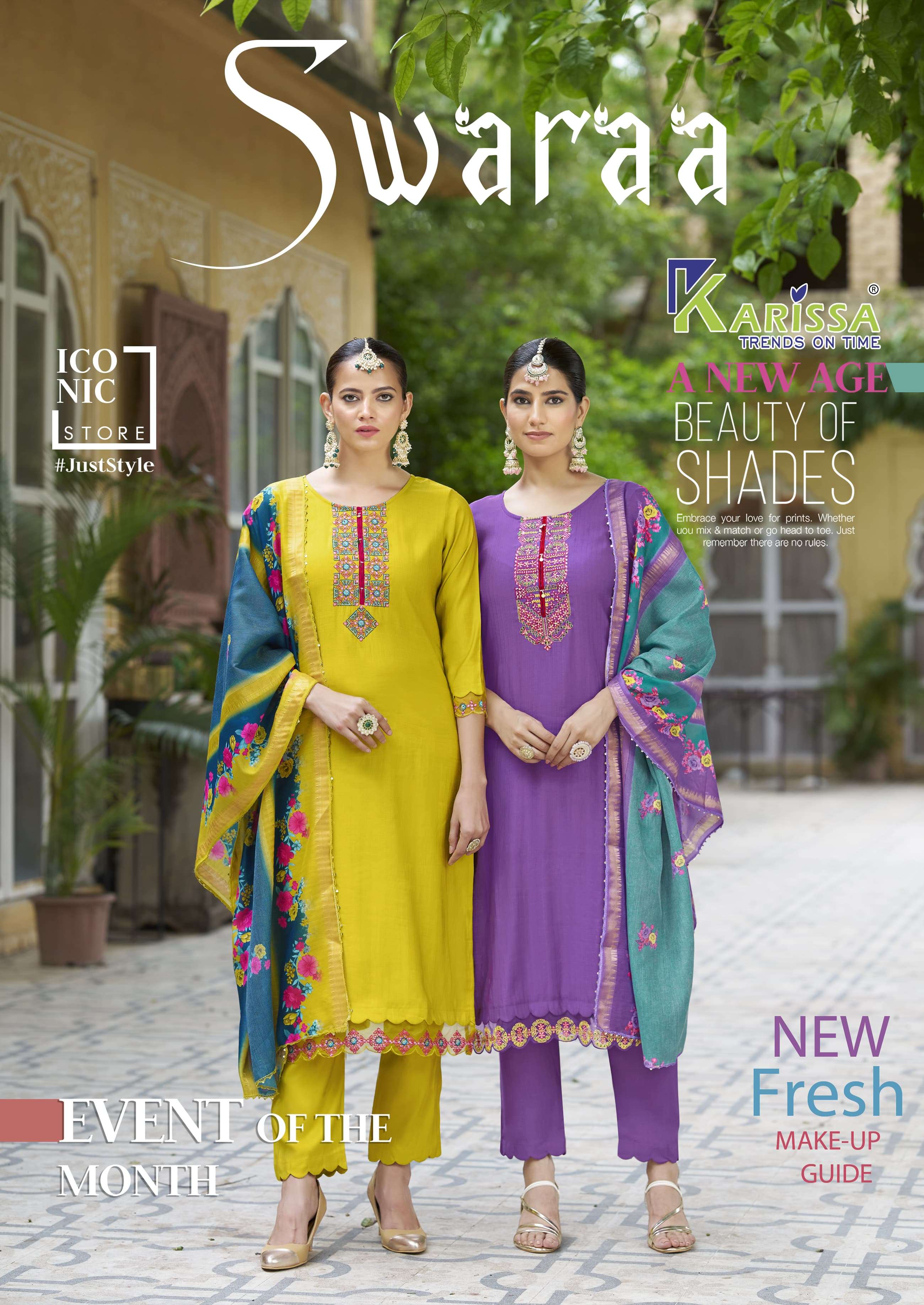 swaraa by karissa 1001-1006 series latest designer party wear readymade salwar suit supplier 