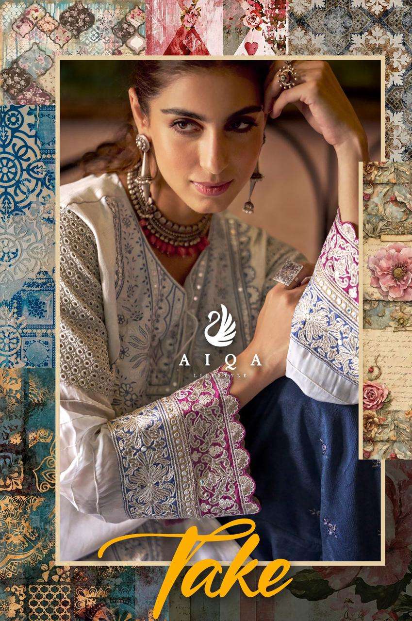 take by aiqa colors exclusive designer party wear russian silk salwar suit exporter surat