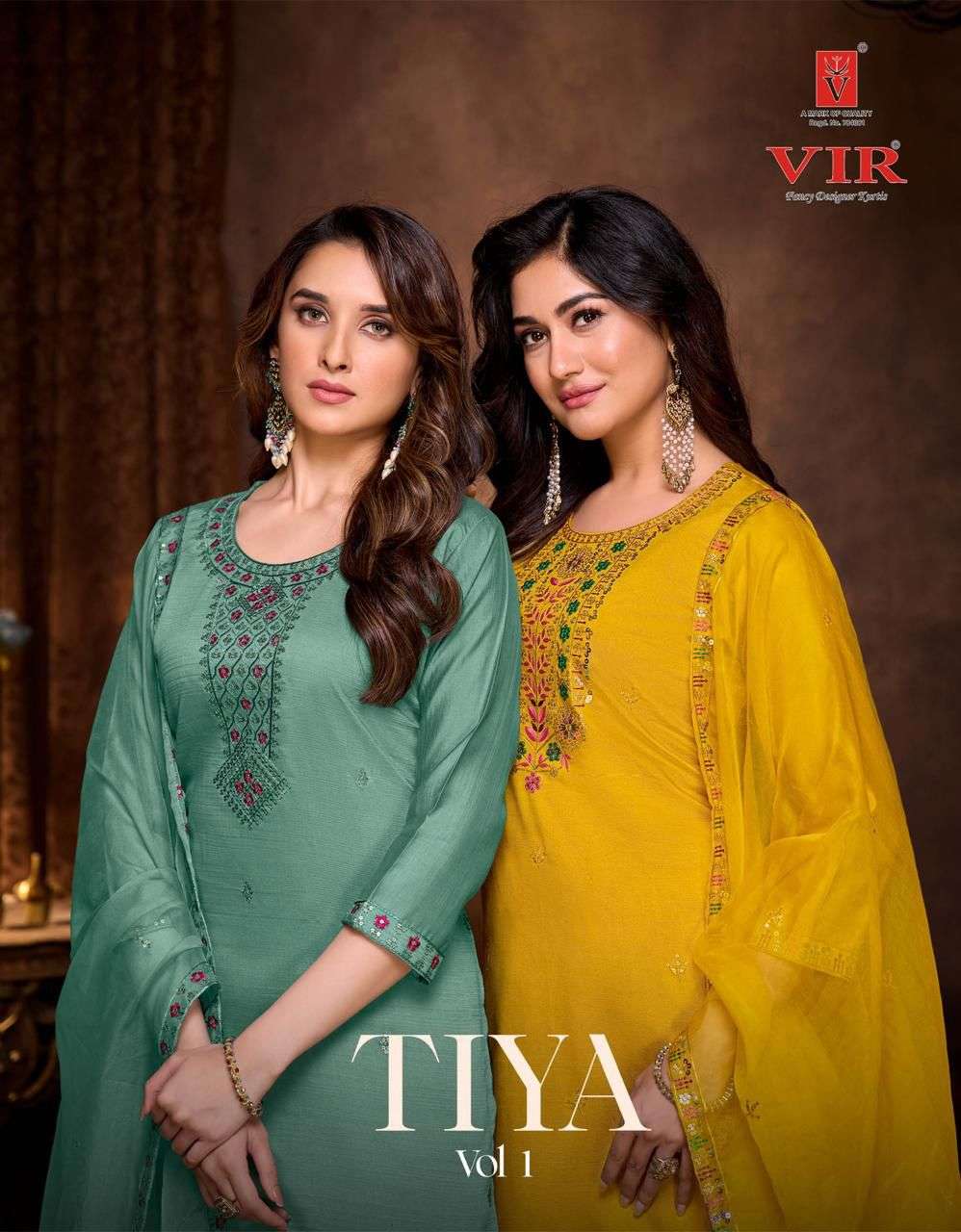 tiya vol-1 by vir fancy embroidered party wear salwar kameez obline dealer surat