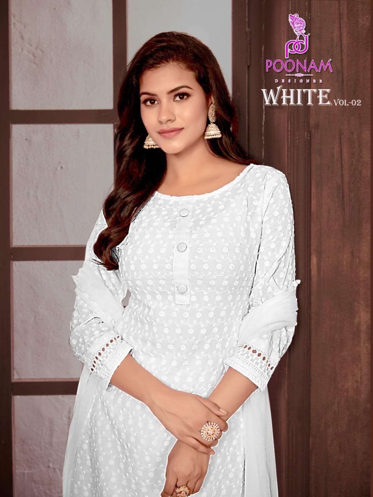 white vol-2 by poonam designer 1001-1008 series exclusive designer casual wear rayon kurti exporter surat