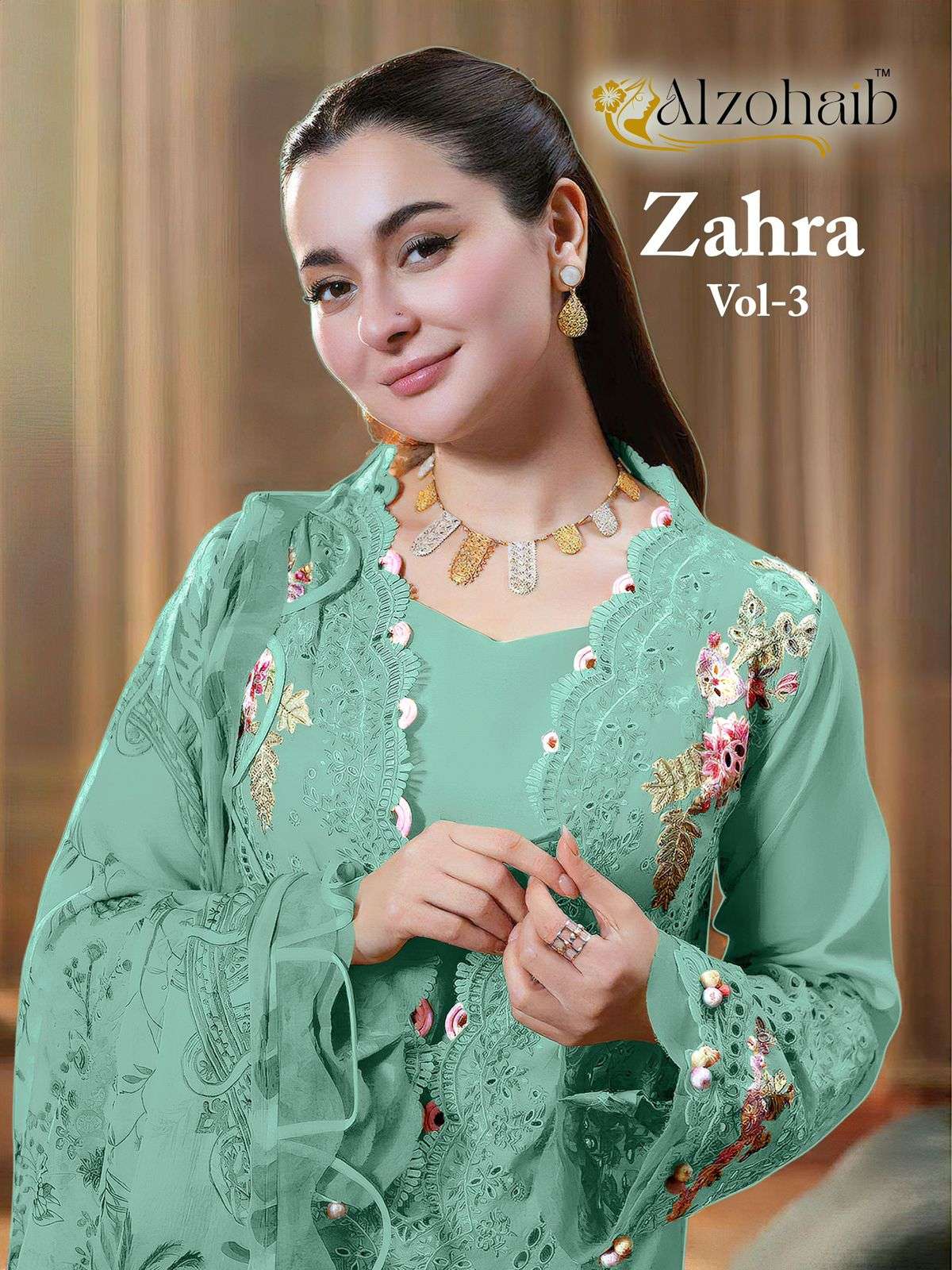 zahra vol-3 by al zohaib exclusive designer party wear cotton salwar suit exporter surat