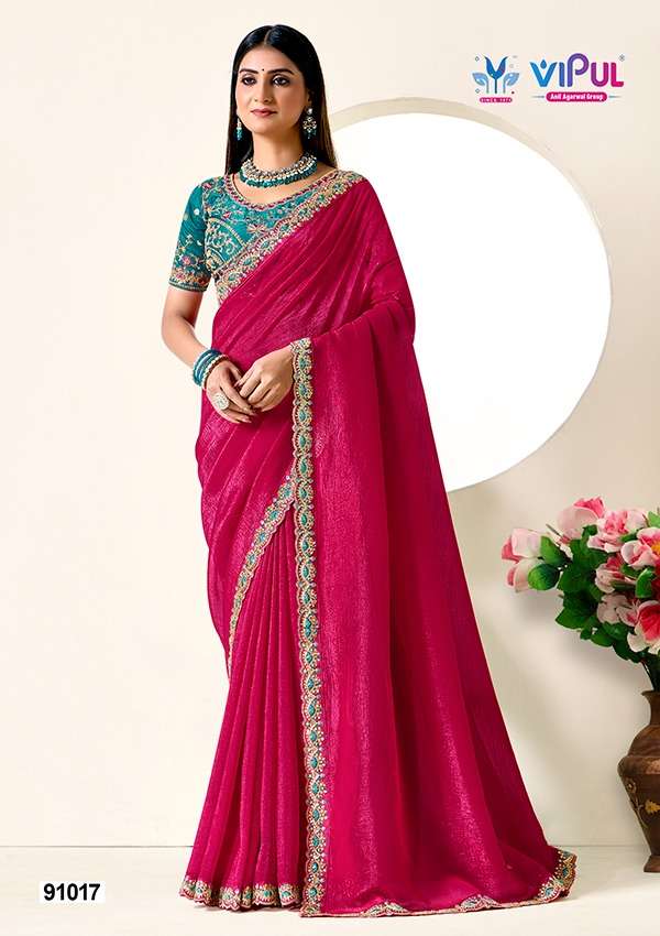 02 by vipul series designer wedding wear chiffon saree wholesale price surat