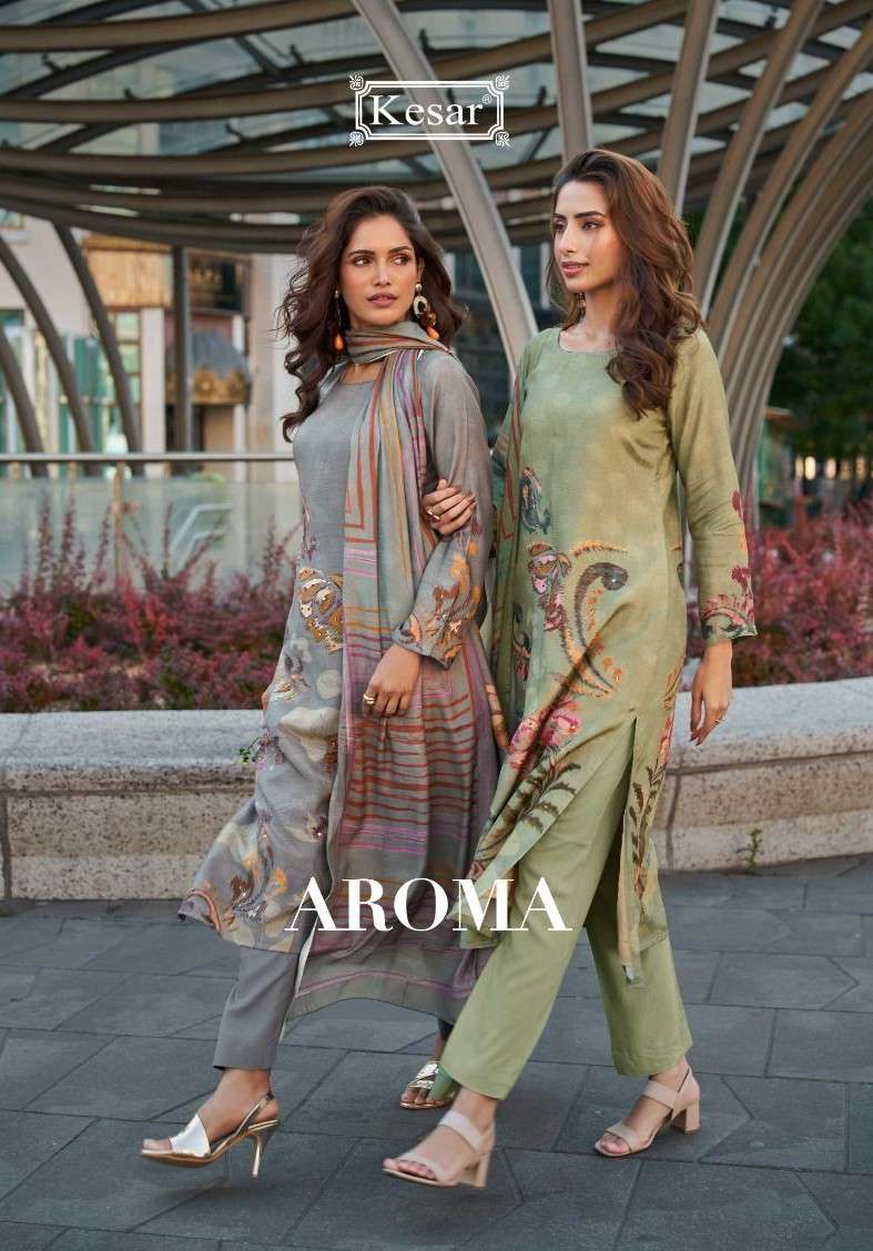aroma by kesar 16001-16004 series viscose muslin wholesale salwar kameez supplier surat