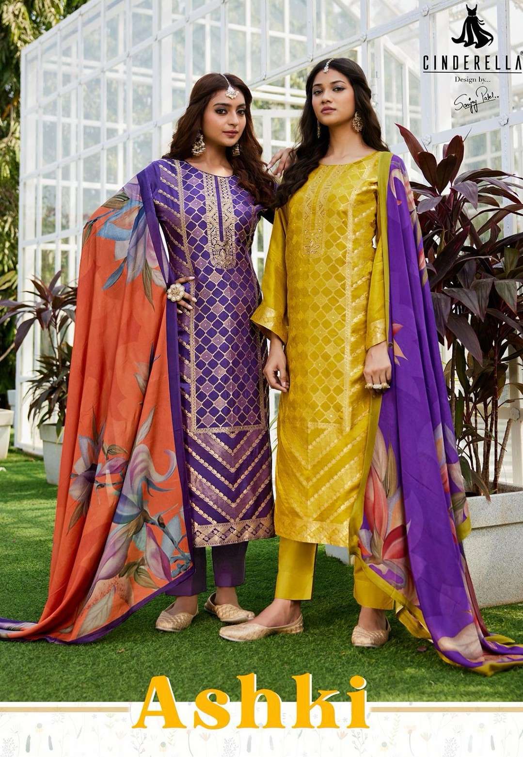 ashki by cinderella 15768-15771 series silk jacquard salwar kameez wholesale dealer surat