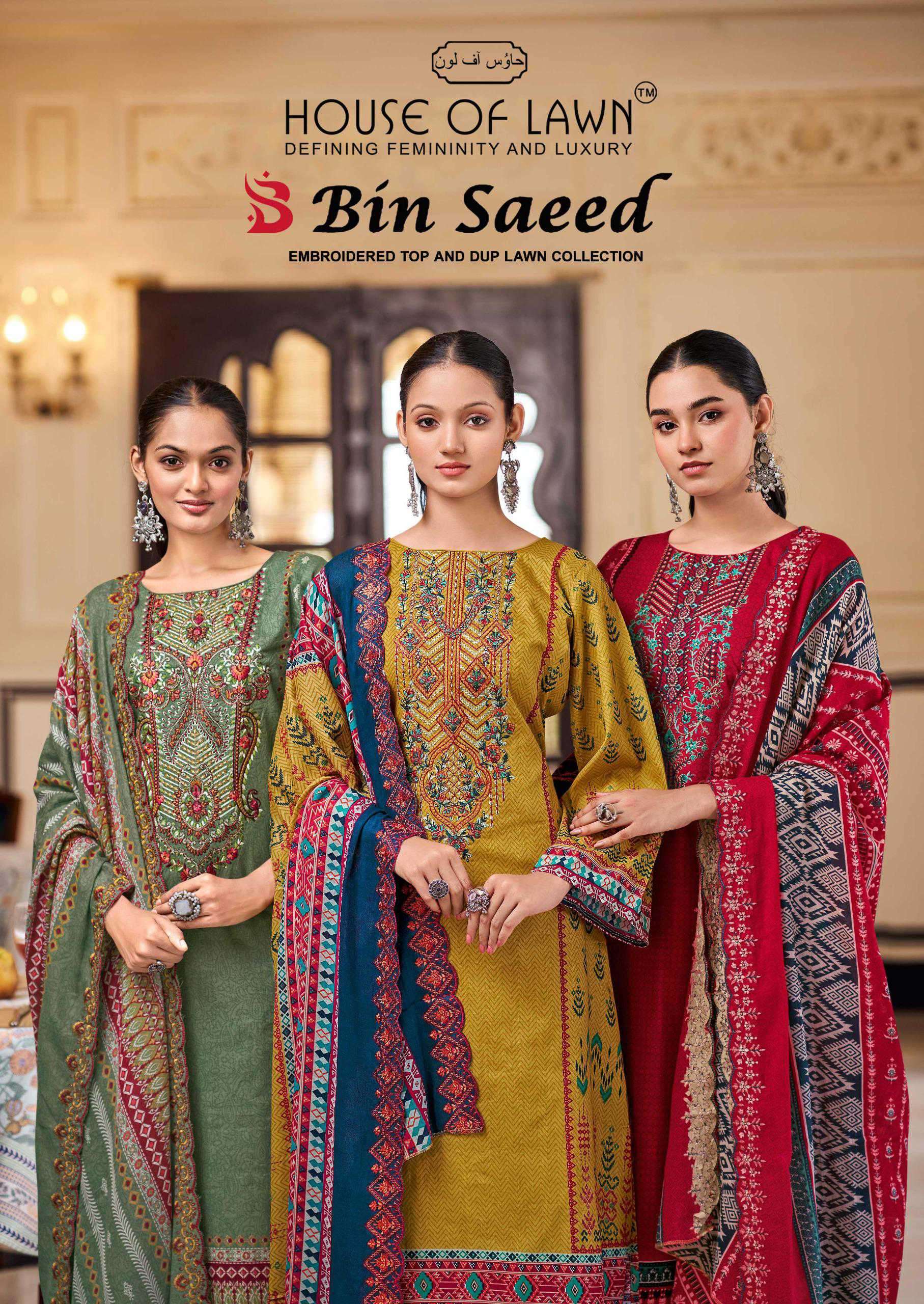 bin saeed by house of lawn  colors series pure cotton new designer embroidered salwar kameez best online price surat  