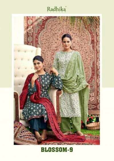  blossom vol-9 by azara 25001-25008 series fancy printed cotton suit wholesaler surat