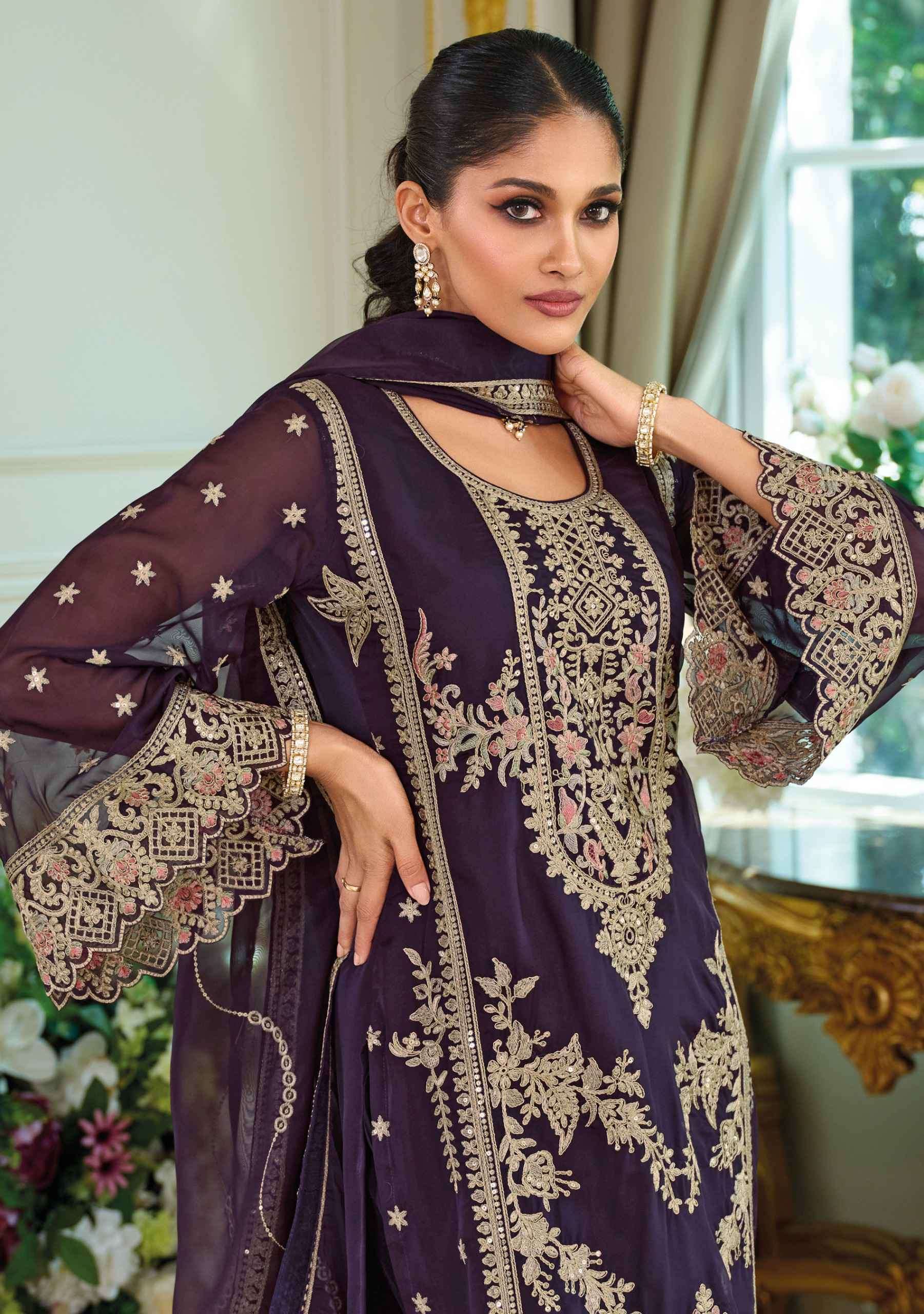 dastur by zaveri party wear embroidered organza suit buy wholesale dealer surat