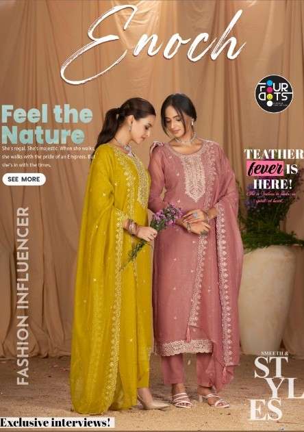enoch by four dots latest designer unstitched salwar suit wholesaler surat