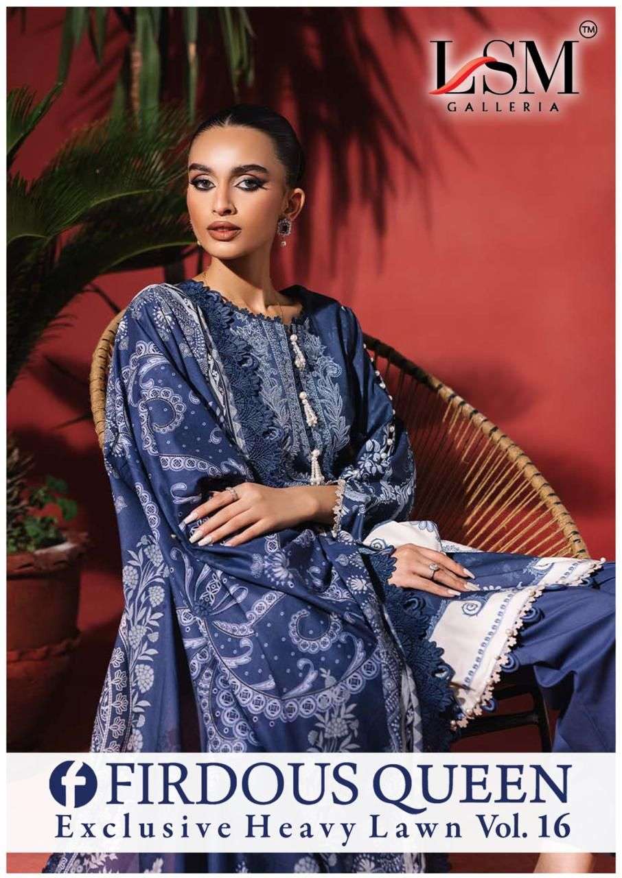 firdous queen vol-16 by lsm exclusive designer casual qwear lawn pakistani suit supplier 