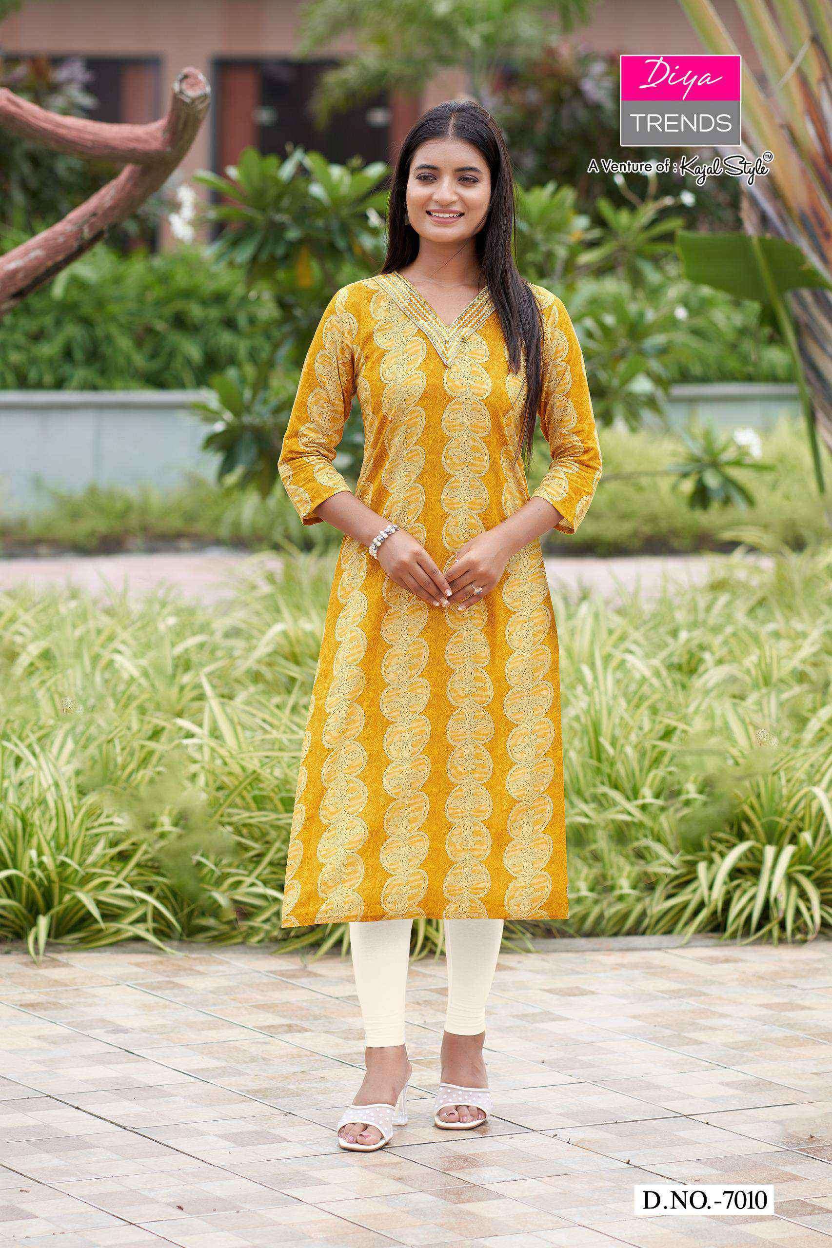gardencity vol-7 by diya trends casual wear rayon readymade kurti supplier 