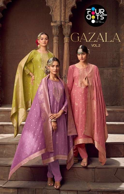 gazala vol-2 by fourdots 1821-1824 series heavy handwork designer readymade suit supplier 