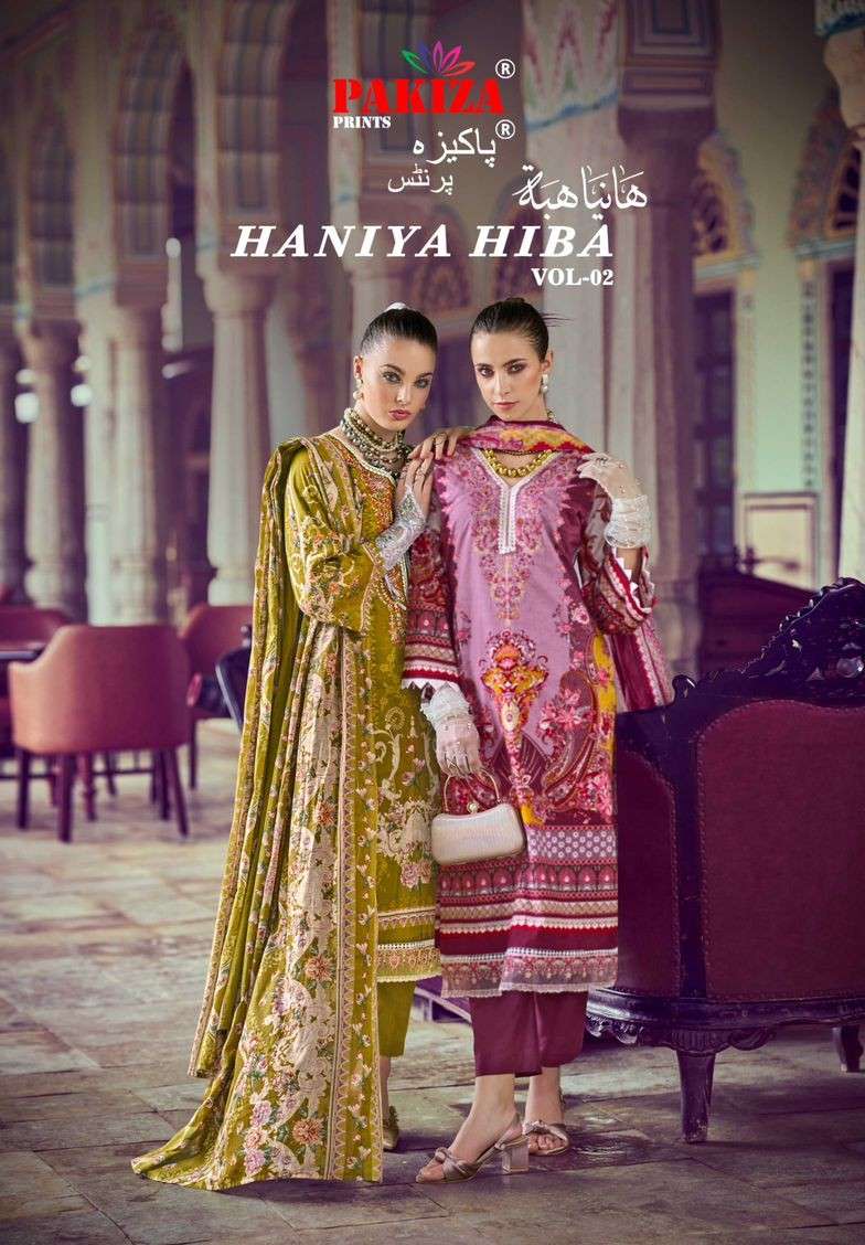 haniya hiba vol-2 by pakiza prints 201-210 series fancy embroidered lawn salkwar kaeez wholesaler syear