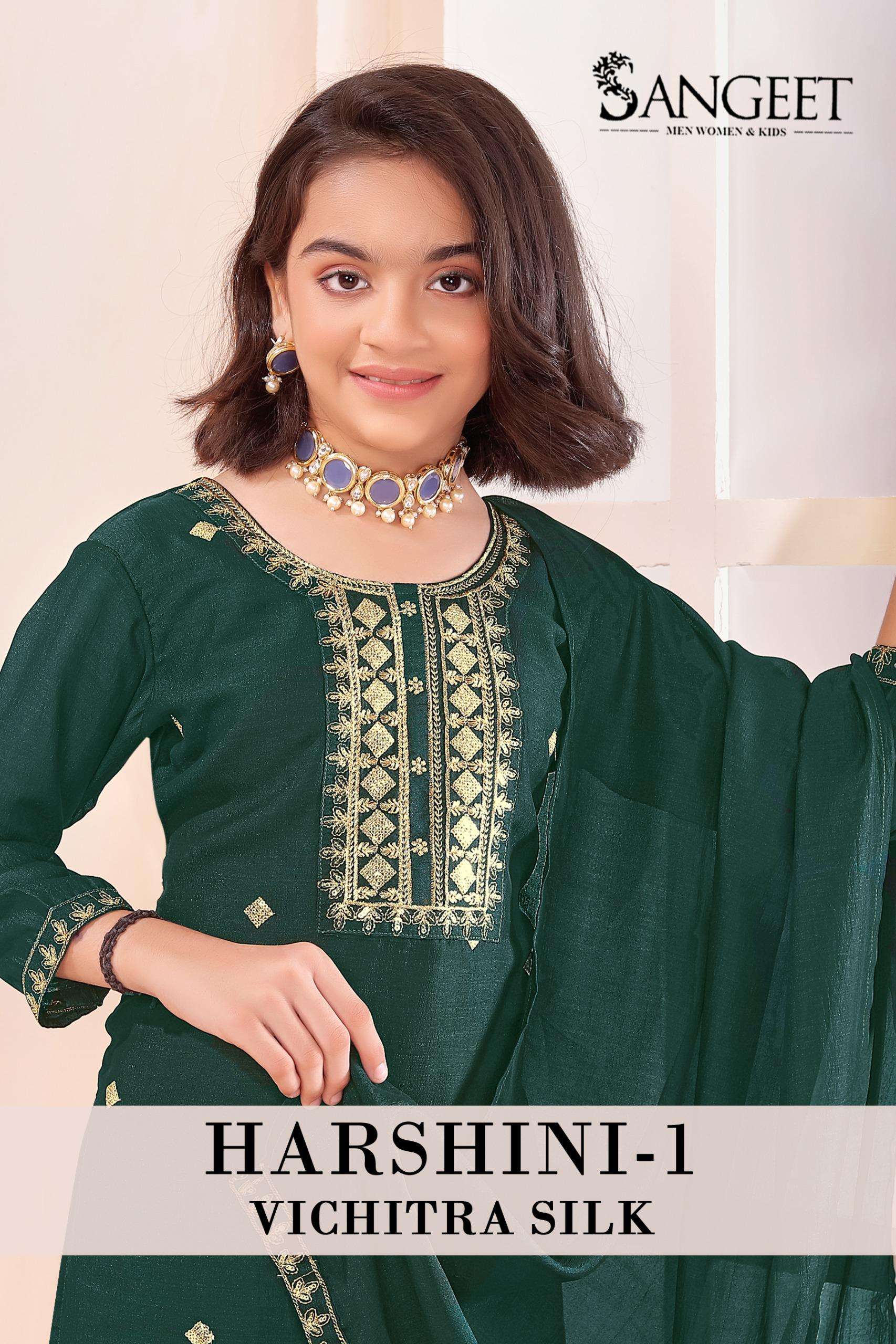 harshini vol-1 by sangeet party wear designer kids wear salwar kameez wholesaler surat