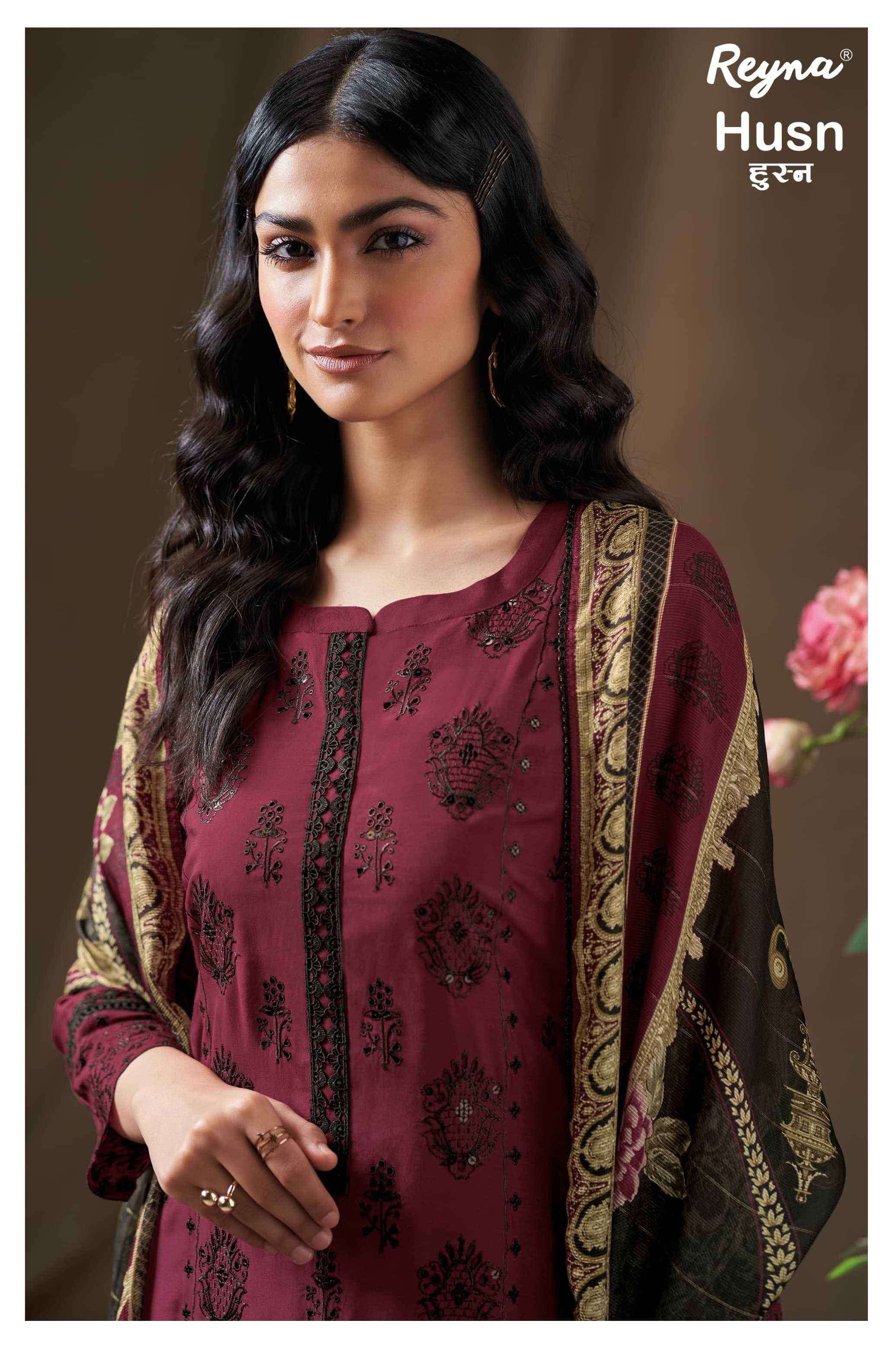 husn by reyna 10372-10375 series bemberg silk salwar kameez wholesaler surat