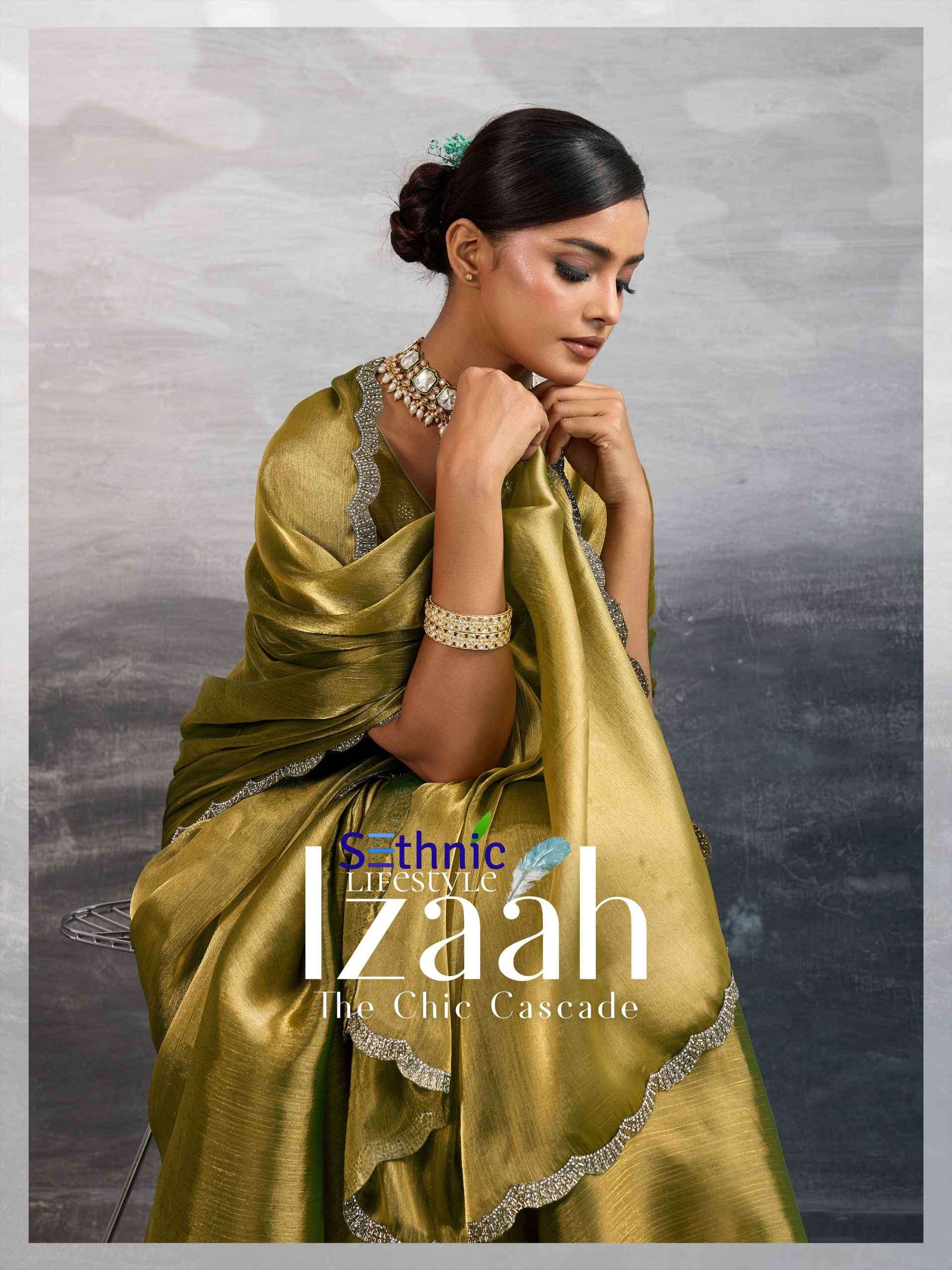 izaah by sethnic designer chiffon festival wear saree wholesale dealer surat