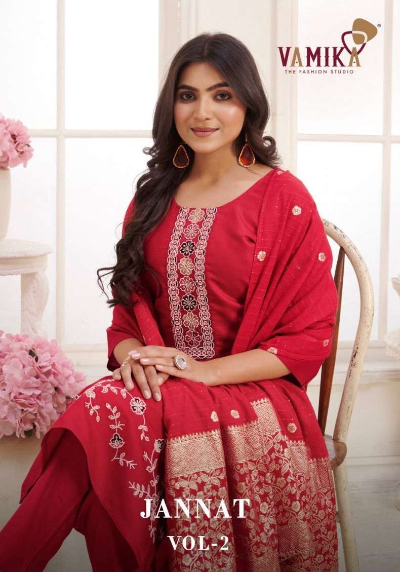 jannat vol-2 by vamika latest designer party wearreadymade salwar suit supplier 