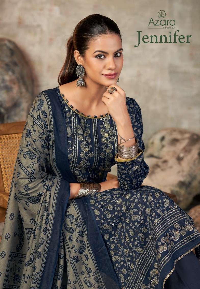 jennifer by azara fancy designer print with handwork salwar kameez wholesaler surat