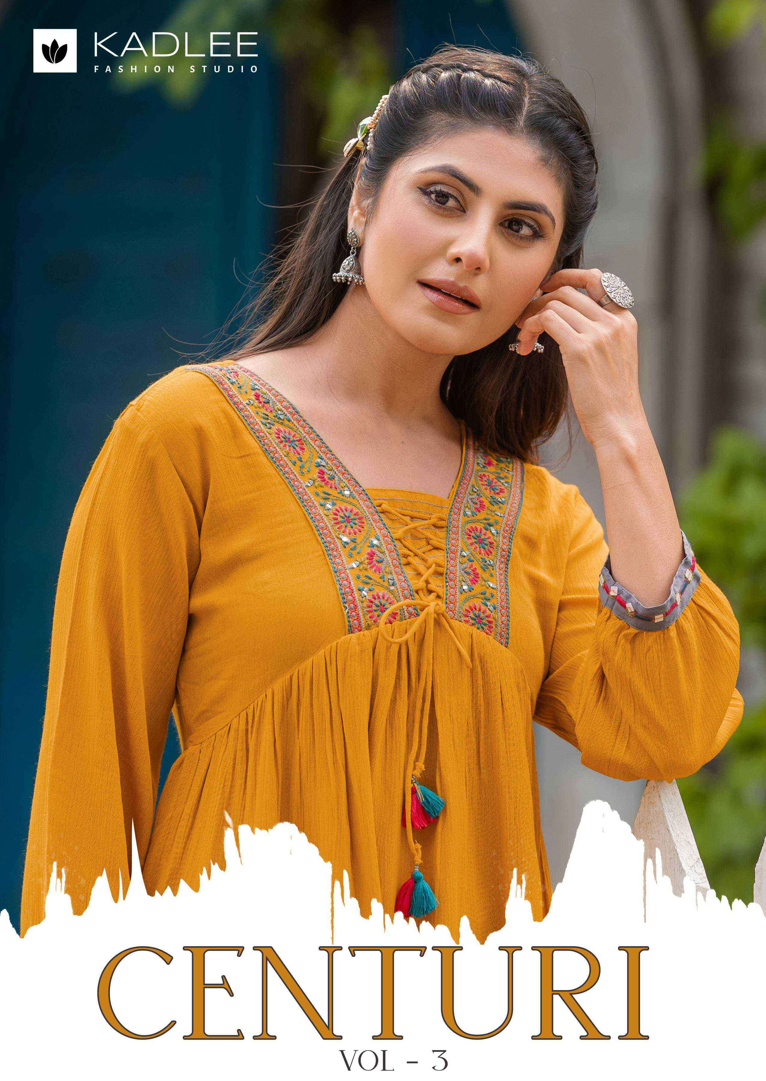 kadlee centuri vol-3 2013-2018 series rayon handwork short top wholesale price surat