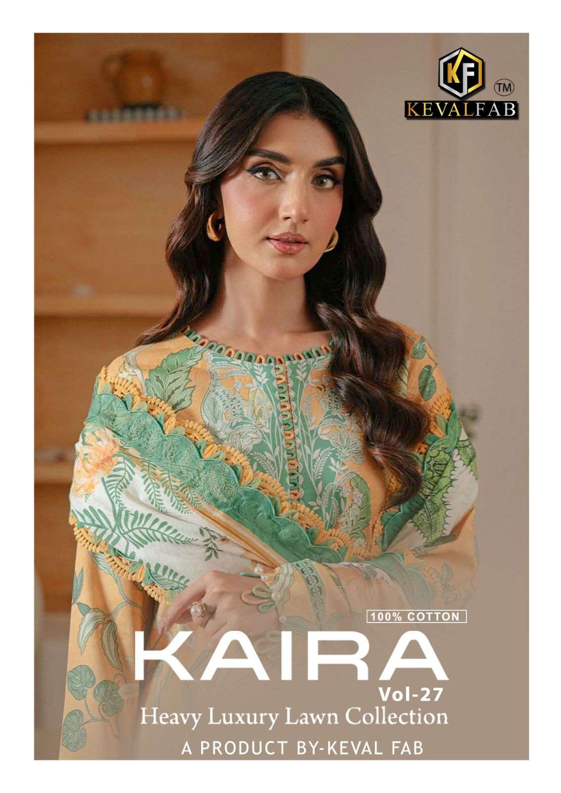 kaira vol-27 by keval fab 27001-27006 series lawn cotton pakistani suit wholesale price surat