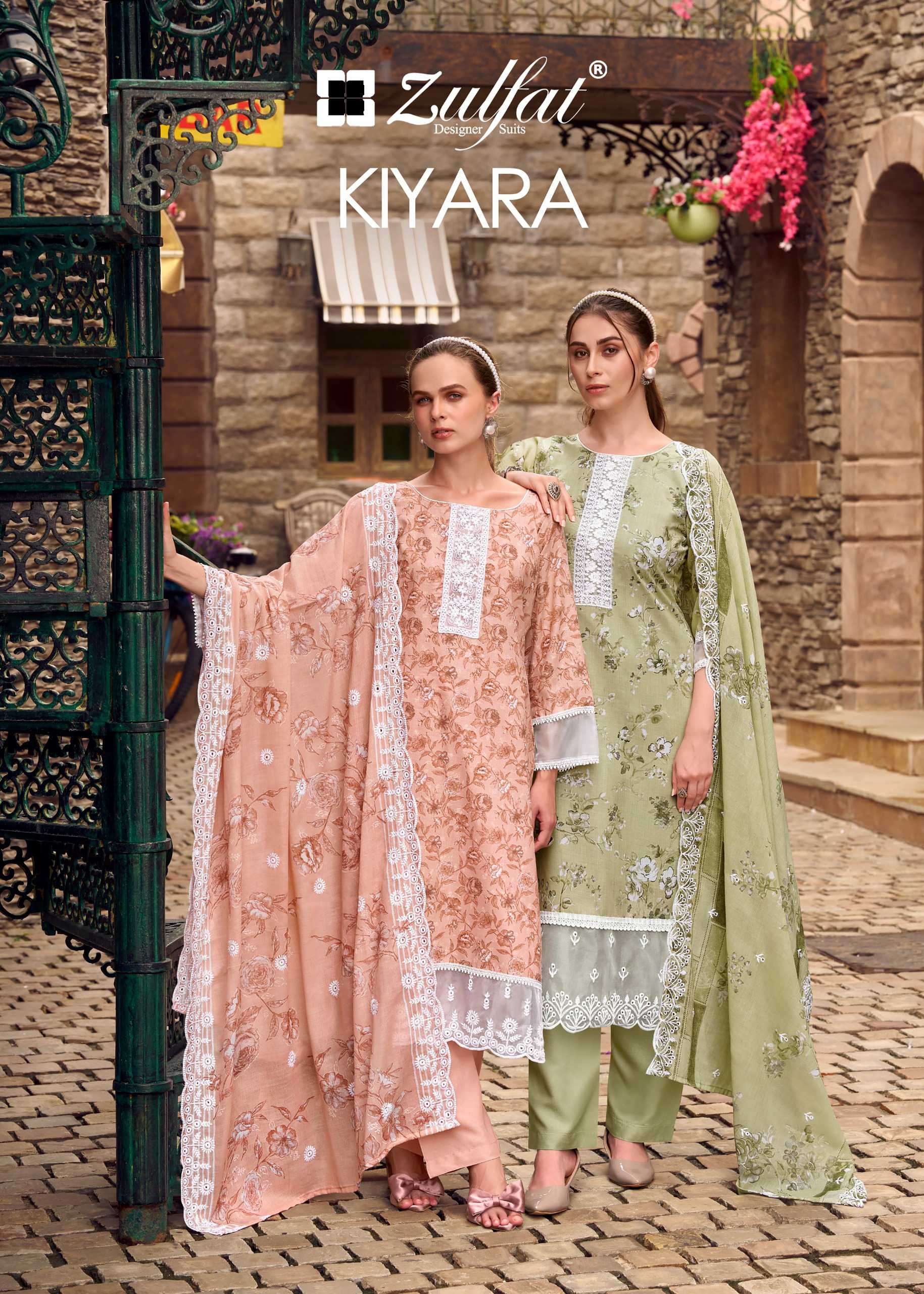 kiyara by zulfat designer suit fancy embroidered cotton suit wholesaler surat