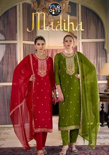 madiha by fourdots colors latest designer party wear silk salwar suit wholesaler surat