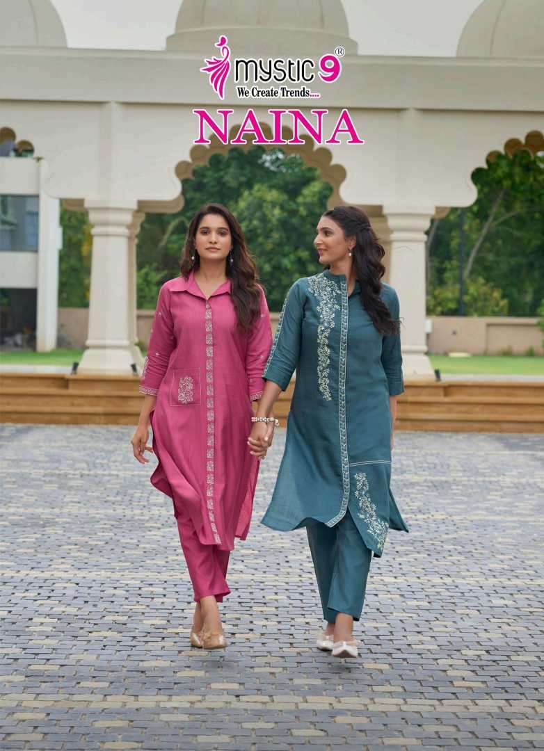 naina vol-1 by mystic 9 1001-1008 series designer verican cord set wholesale price surat