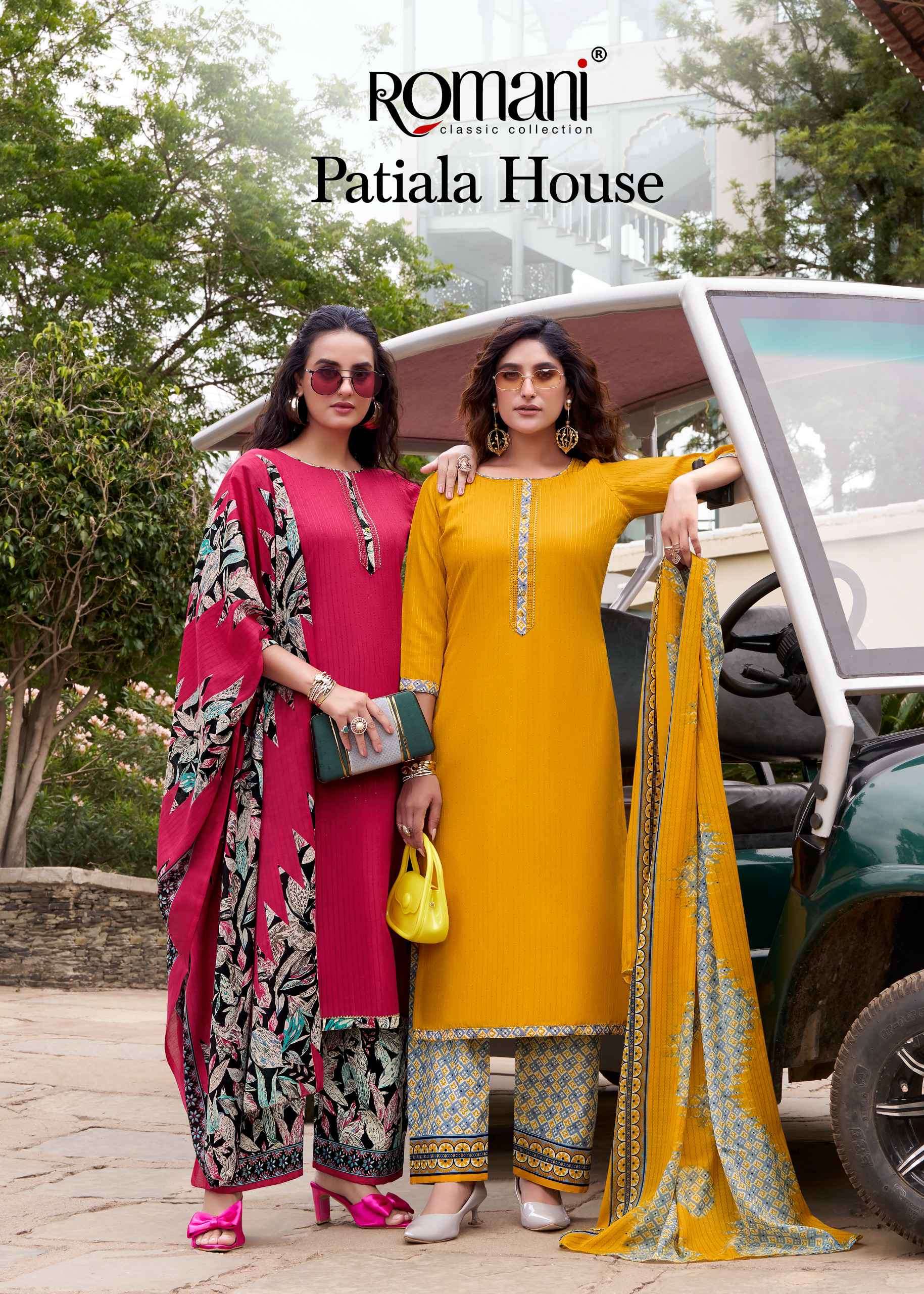 patiala house by romani cotton fancy embroidered soft cotton suit exporter surat